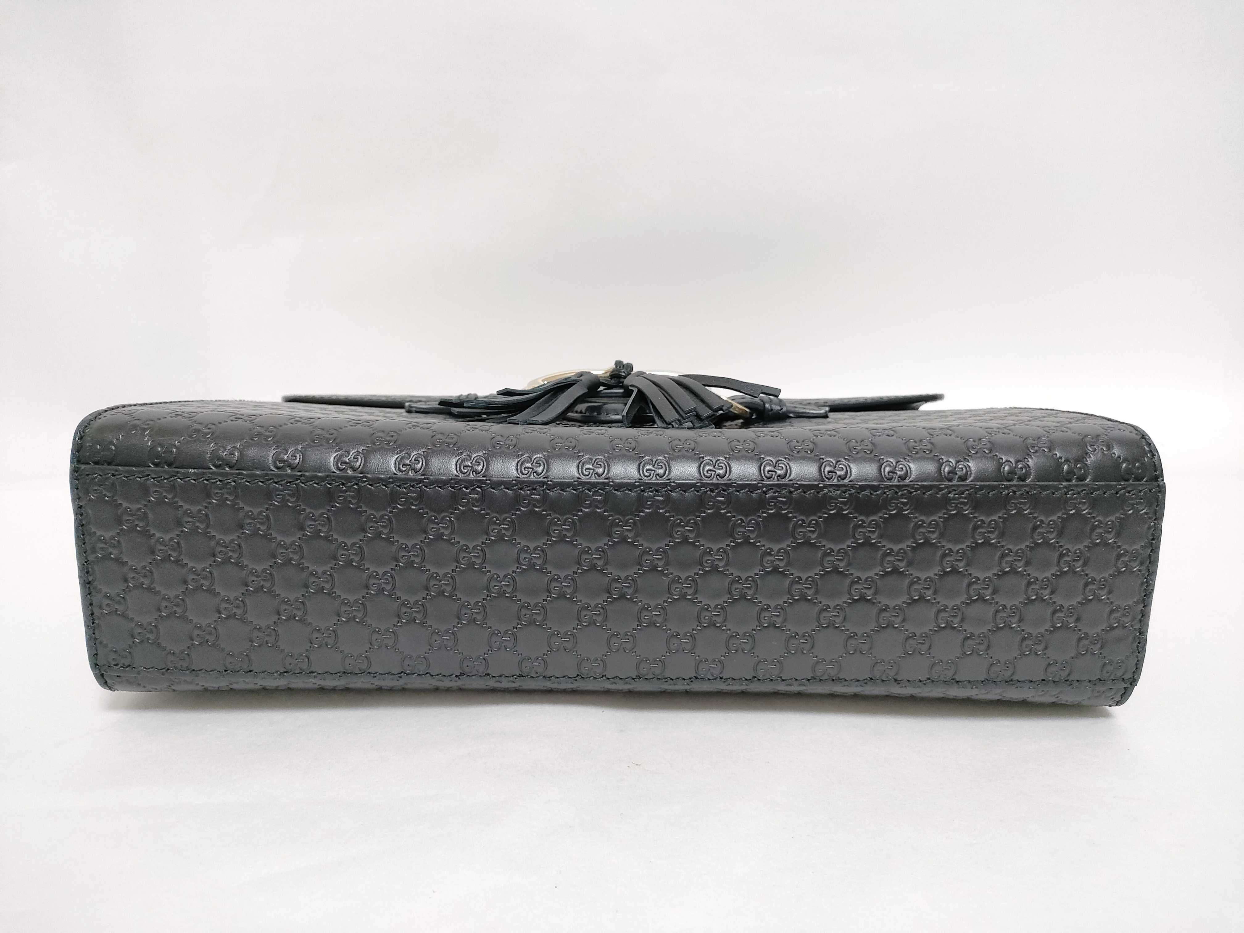 Microguccissima Emily Leather Chain Shoulder Bag, Black, 449635 (Outlet) — view 7