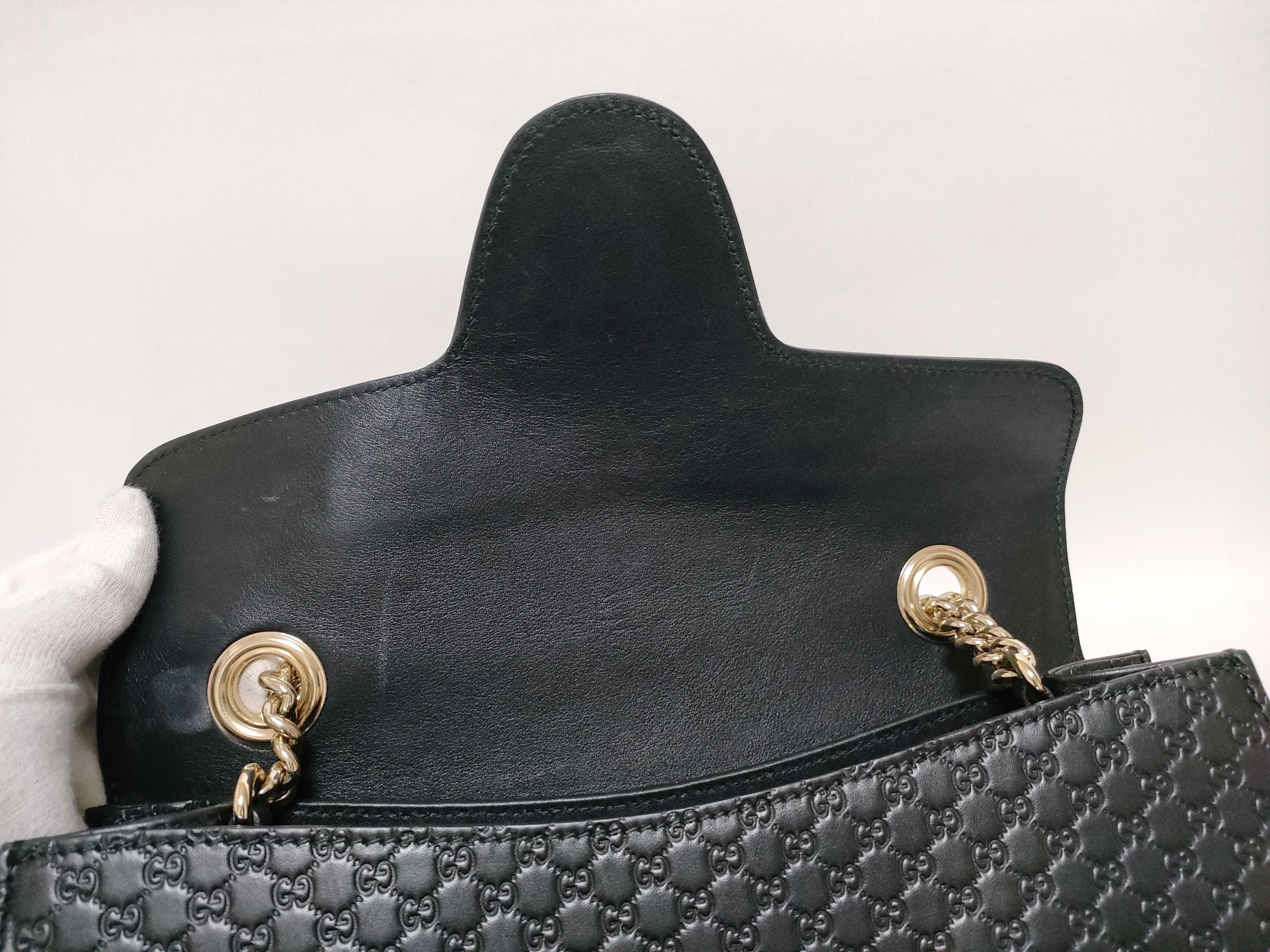 Microguccissima Emily Leather Chain Shoulder Bag, Black, 449635 (Outlet) — view 8