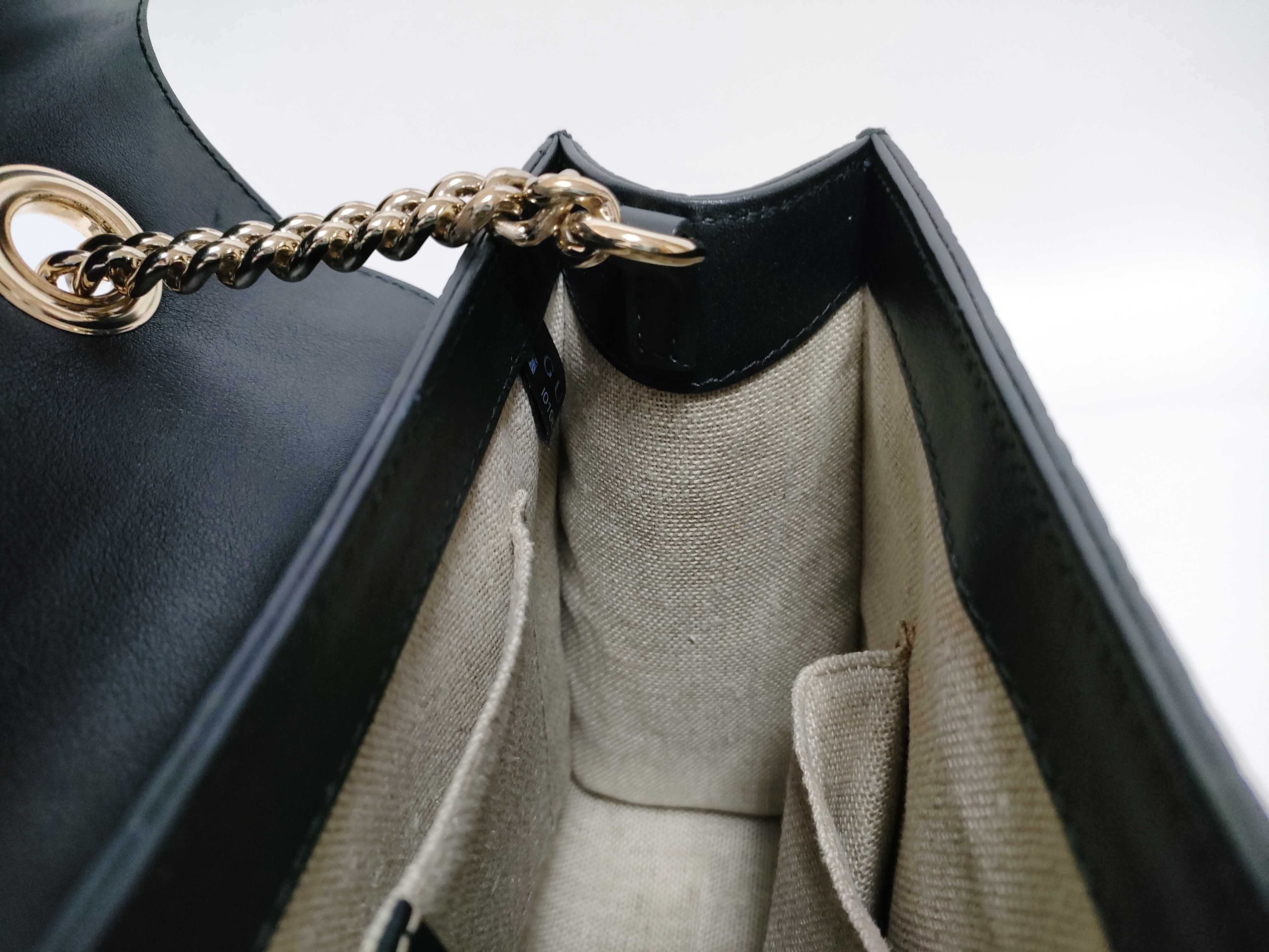 Microguccissima Emily Leather Chain Shoulder Bag, Black, 449635 (Outlet) — view 9