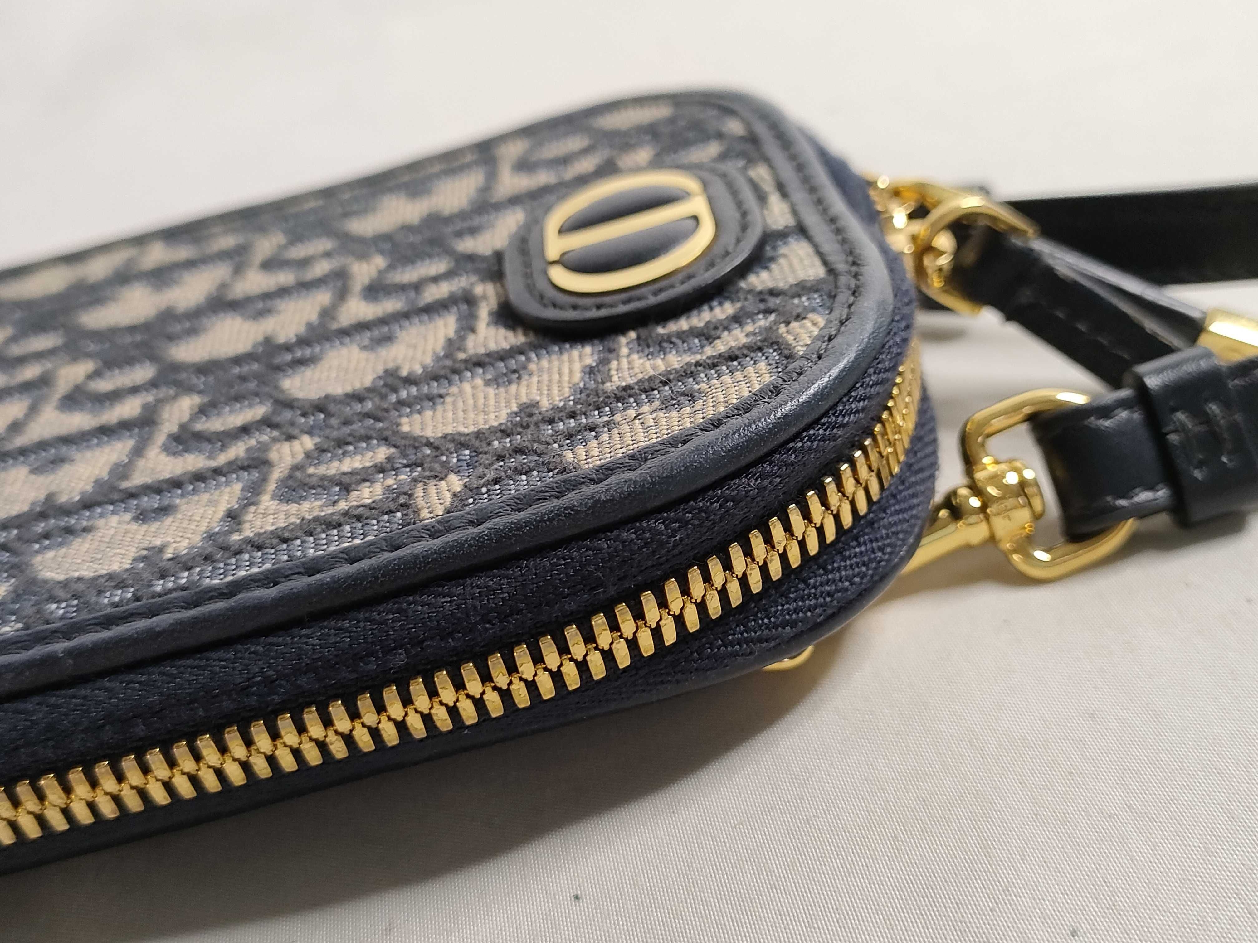 Trotter SG-30 Montaigne Canvas & Leather Phone Pouch Navy Blue 98-MA Handbag — view 9