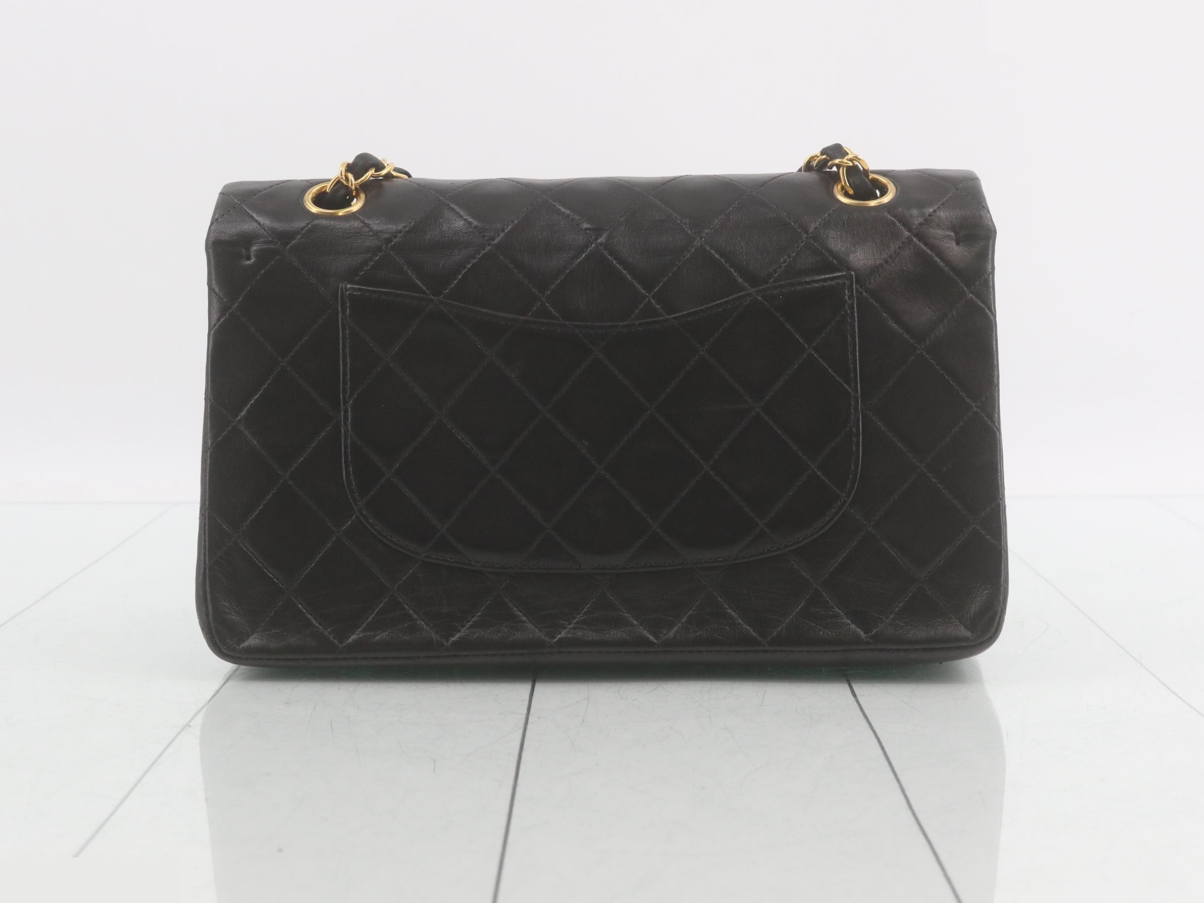 Matelassé Double Flap Lambskin Black Chain Shoulder Bag (Model No. 4) — view 2