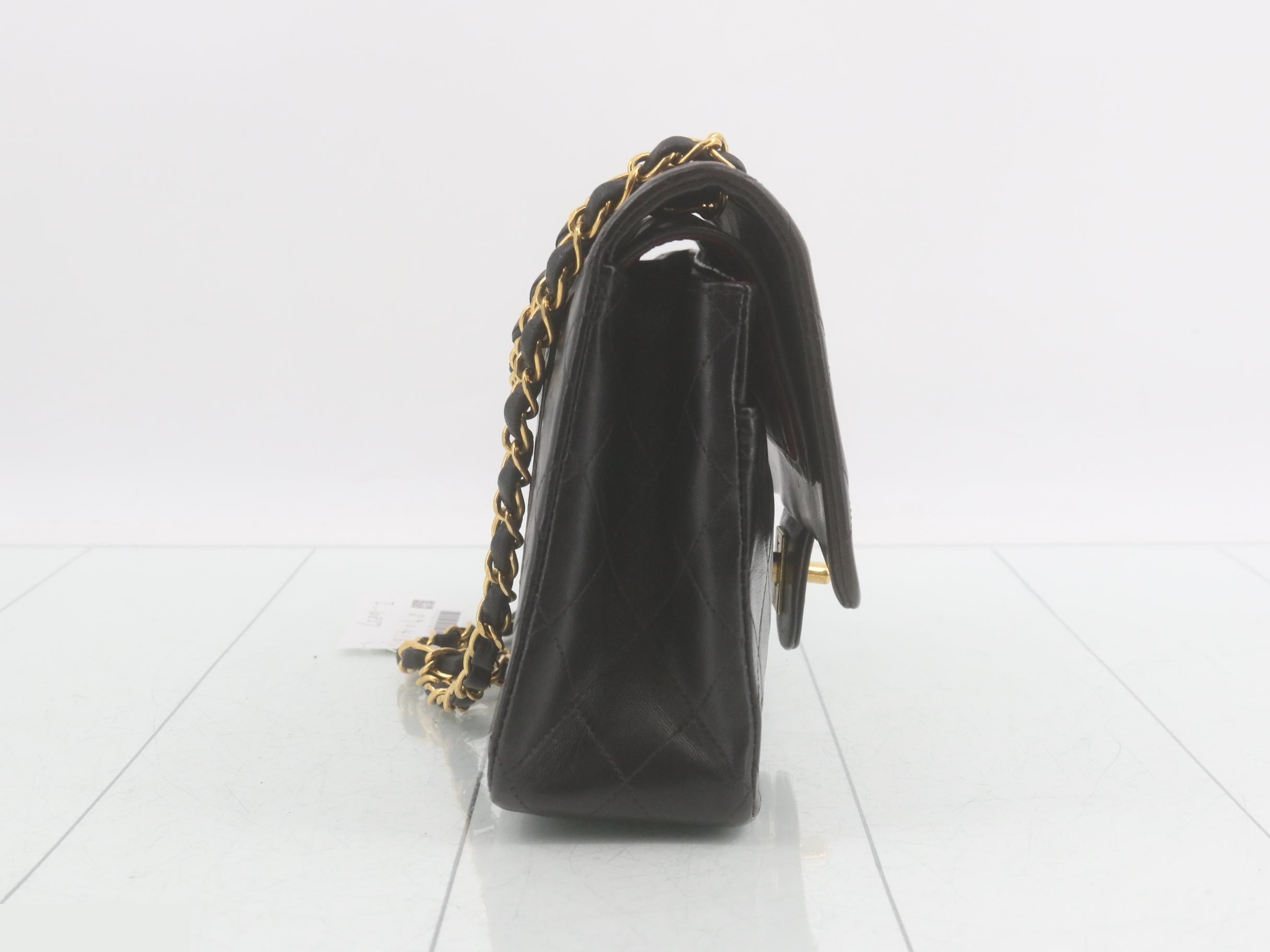 Matelassé Double Flap Lambskin Black Chain Shoulder Bag (Model No. 4) — view 4