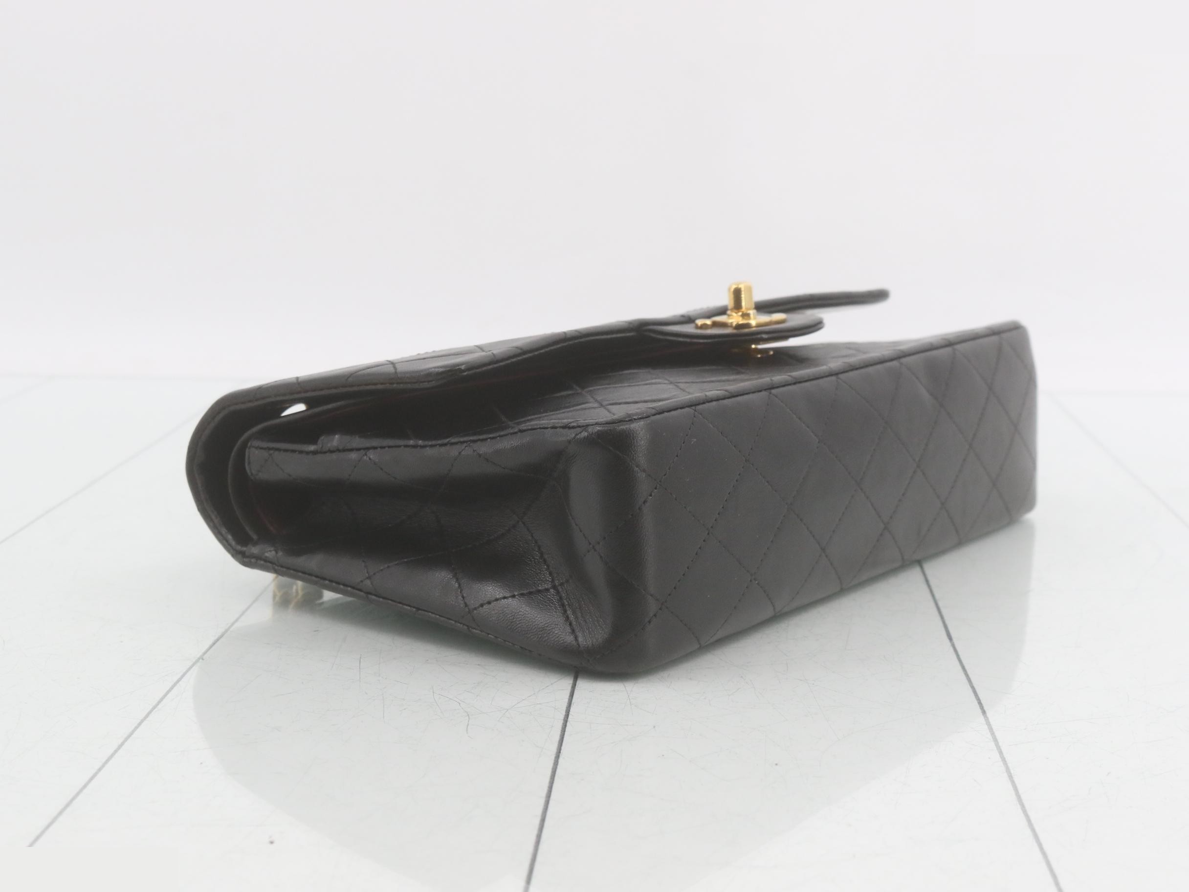 Matelassé Double Flap Lambskin Black Chain Shoulder Bag (Model No. 4) — view 5