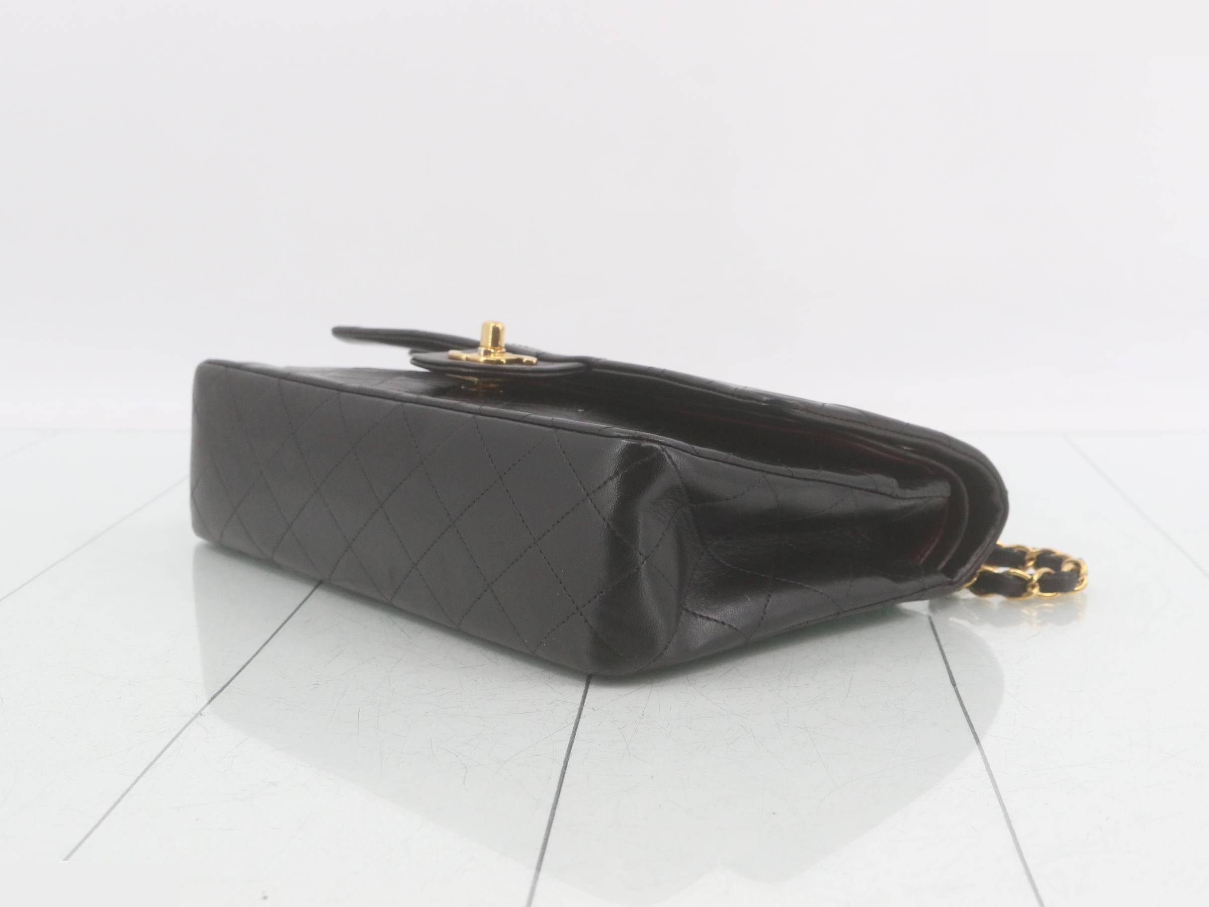 Matelassé Double Flap Lambskin Black Chain Shoulder Bag (Model No. 4) — view 6