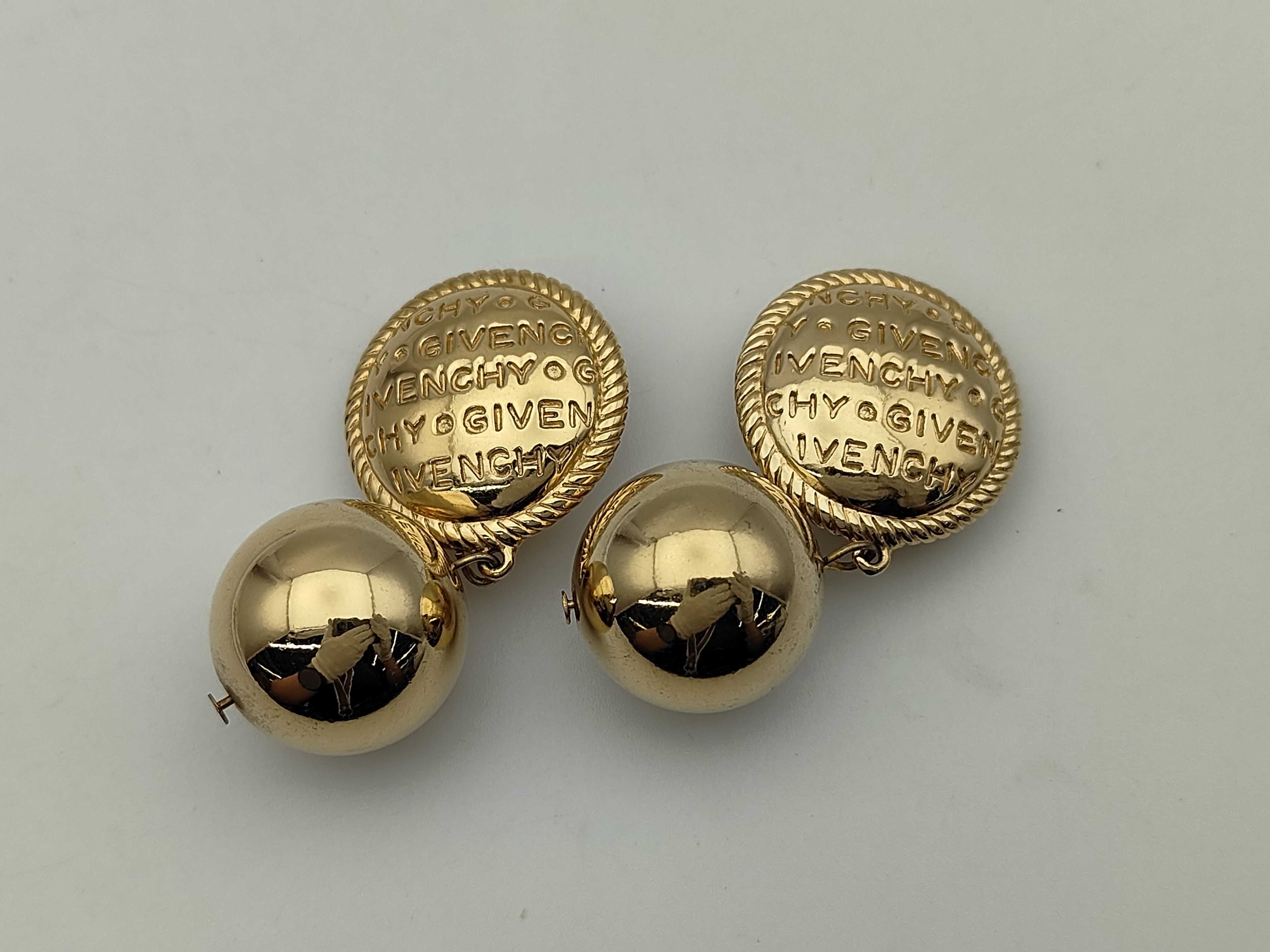 Round Logo Ball Gold Earrings