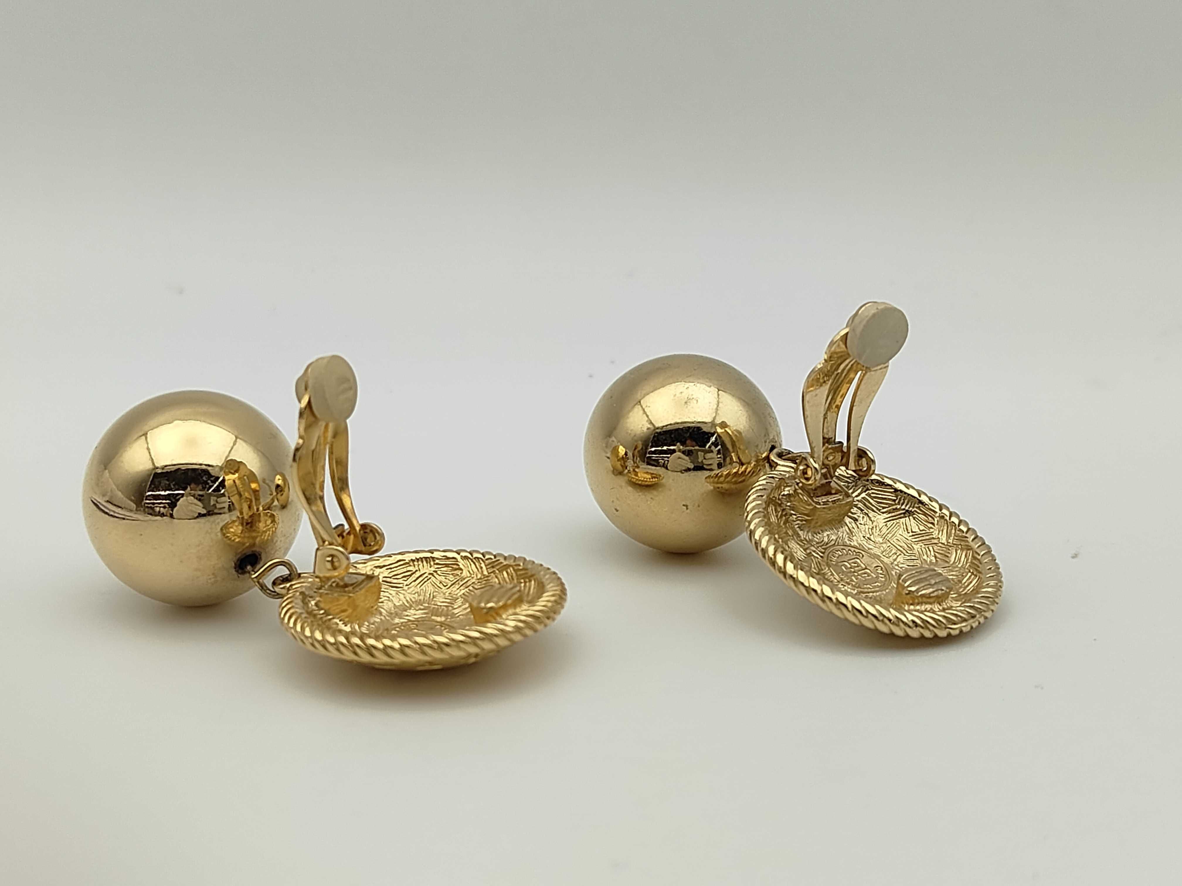 Round Logo Ball Gold Earrings — view 4