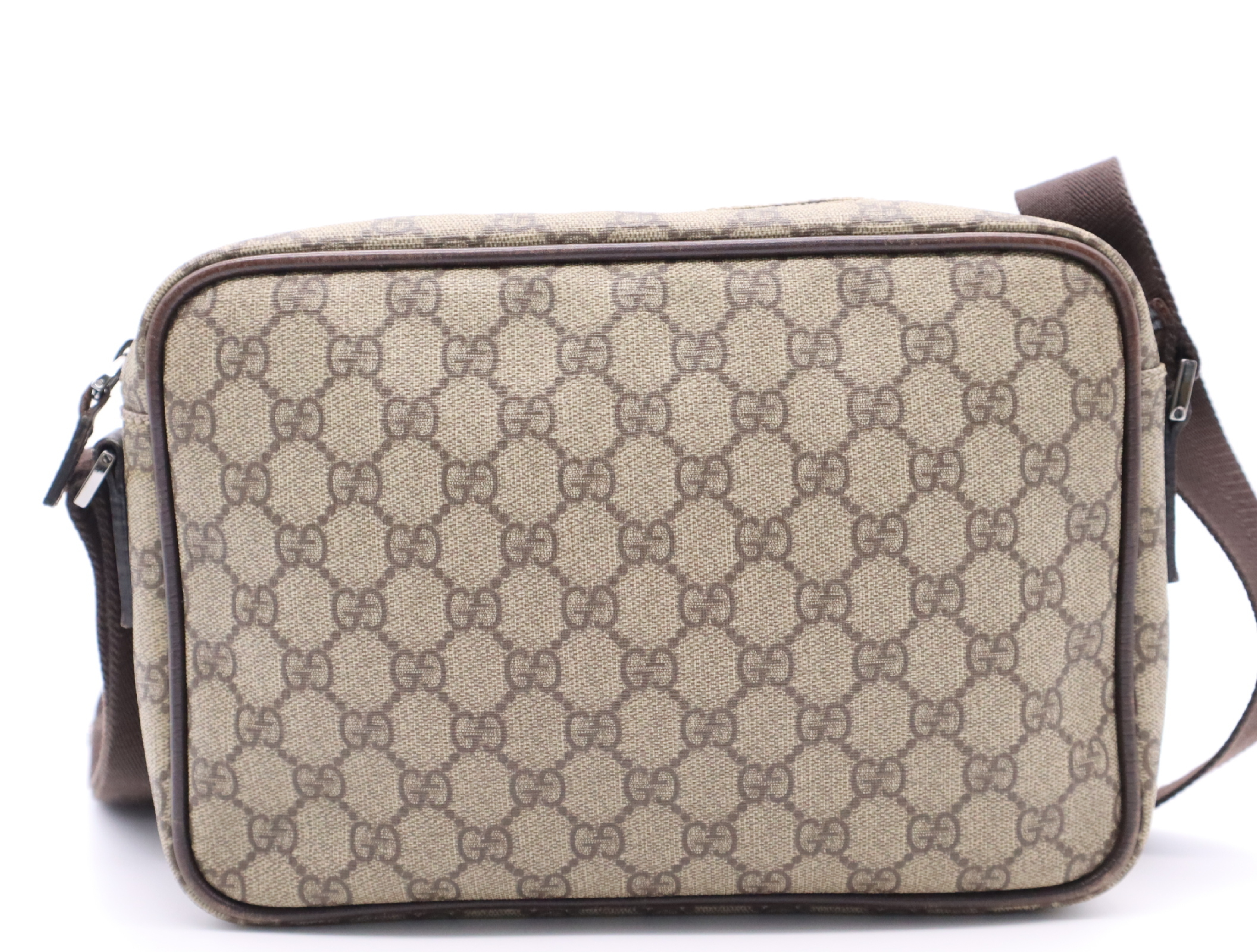 114531 GG Supreme Shoulder Bag, Beige Brown, Silver Hardware — view 2