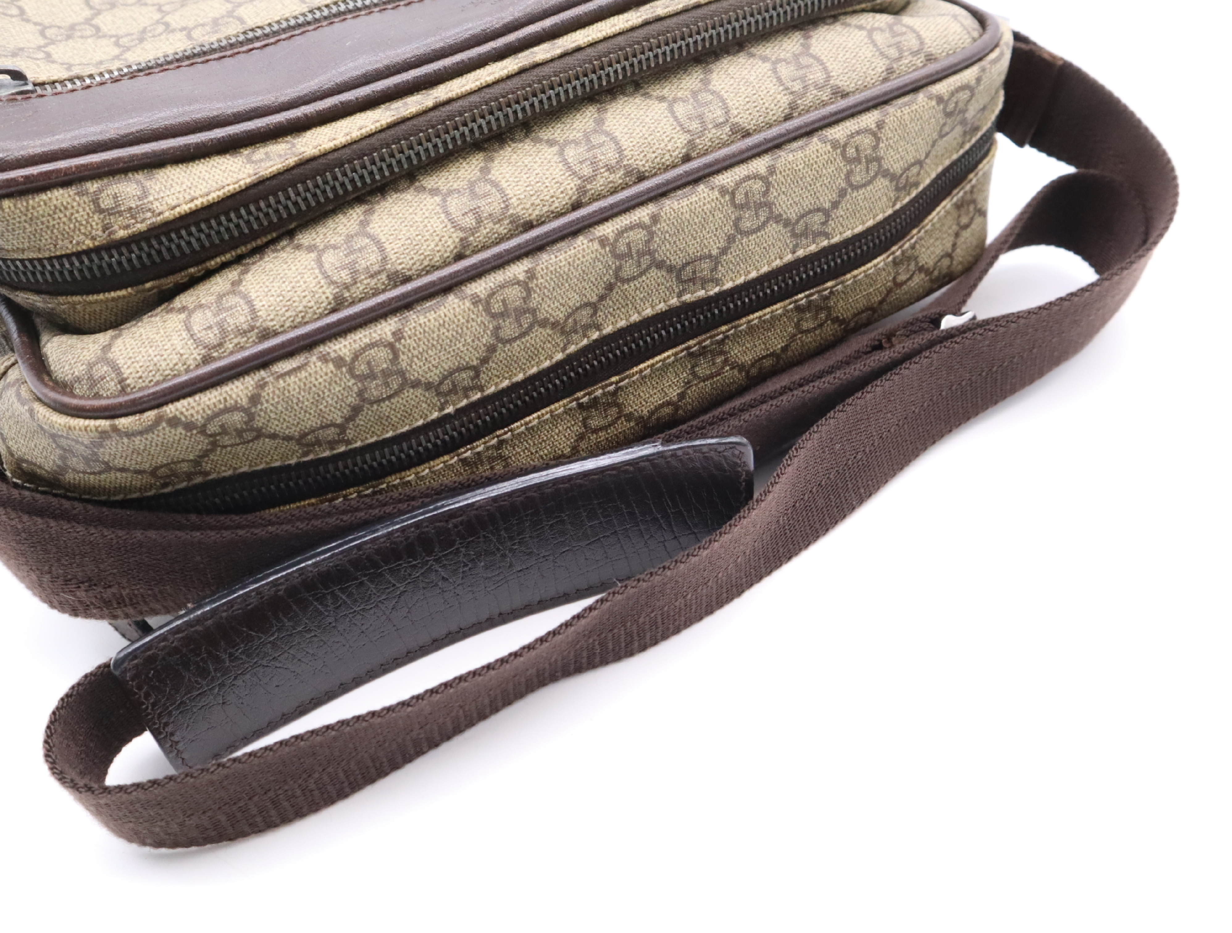 114531 GG Supreme Shoulder Bag, Beige Brown, Silver Hardware — view 12