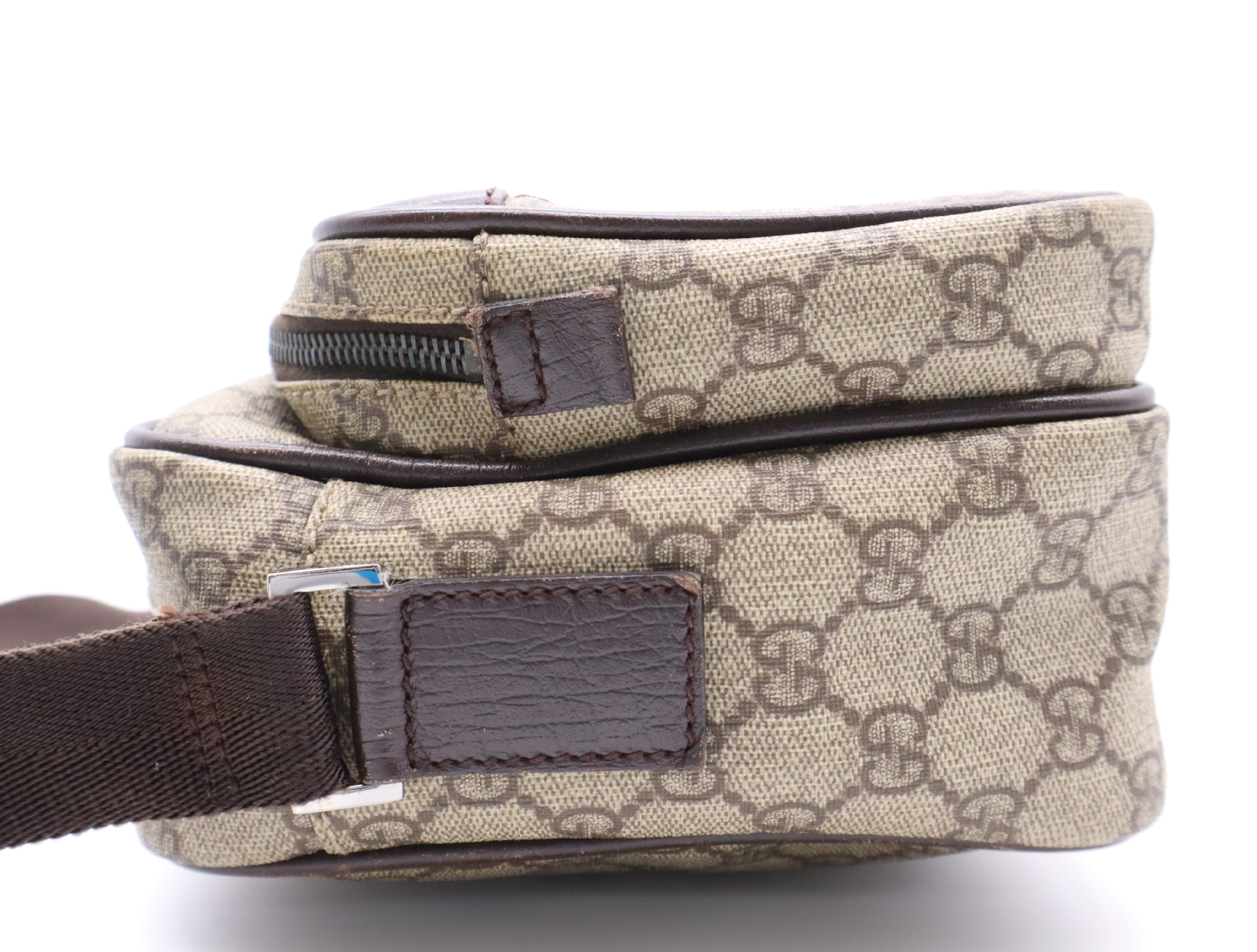 114531 GG Supreme Shoulder Bag, Beige Brown, Silver Hardware — view 3