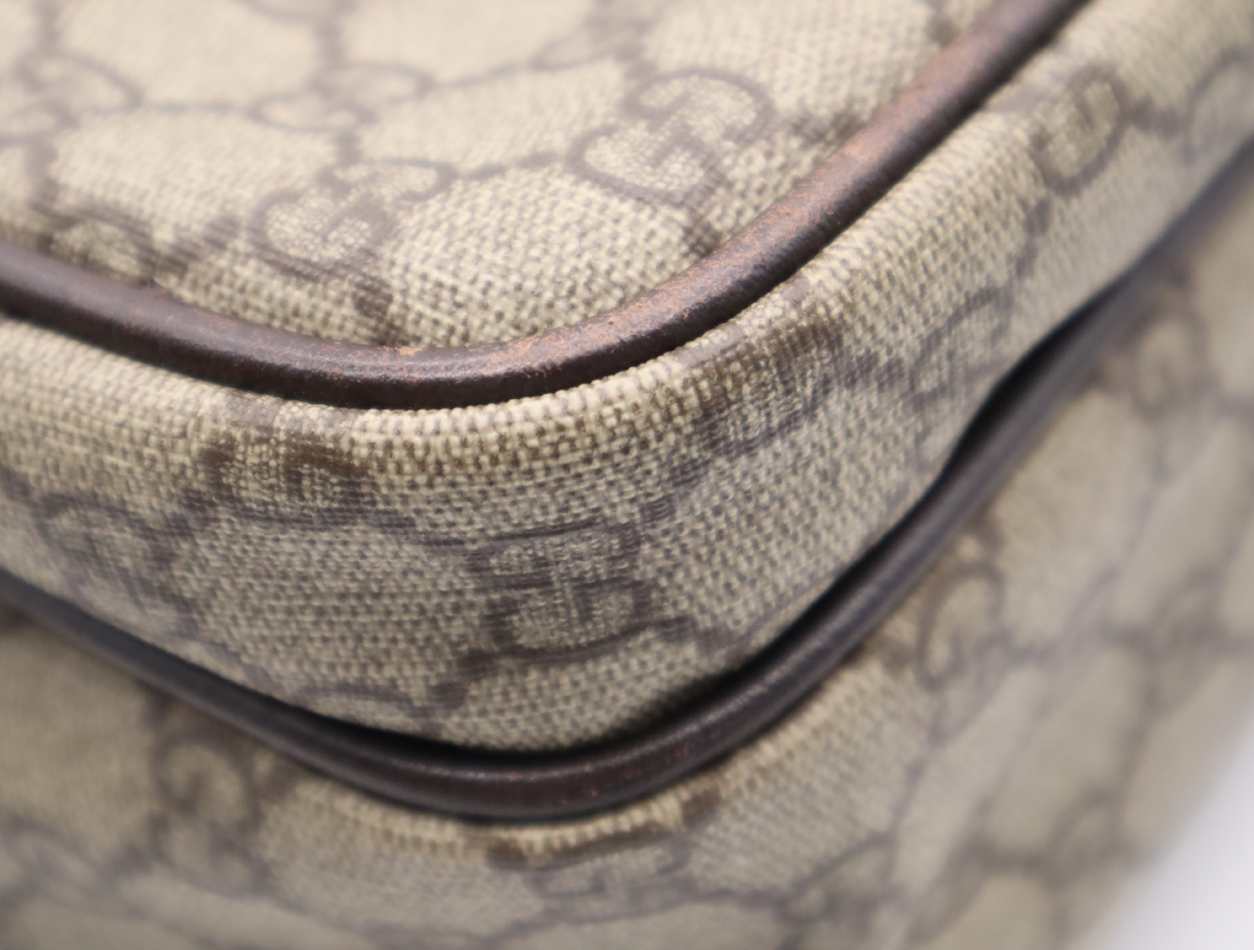 114531 GG Supreme Shoulder Bag, Beige Brown, Silver Hardware — view 6
