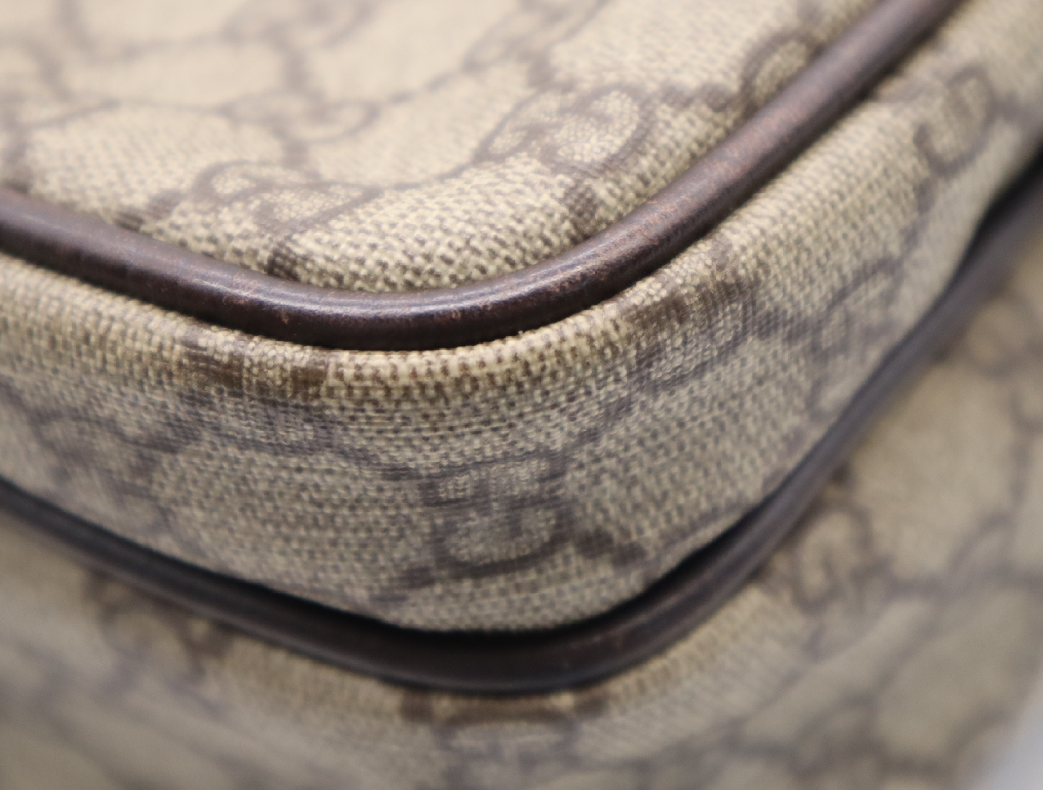 114531 GG Supreme Shoulder Bag, Beige Brown, Silver Hardware — view 7