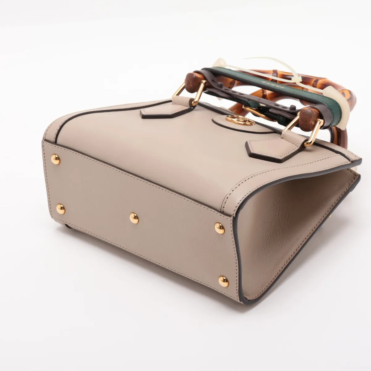 Bamboo Diana Leather 2-Way Handbag, Beige, 655661 — view 3