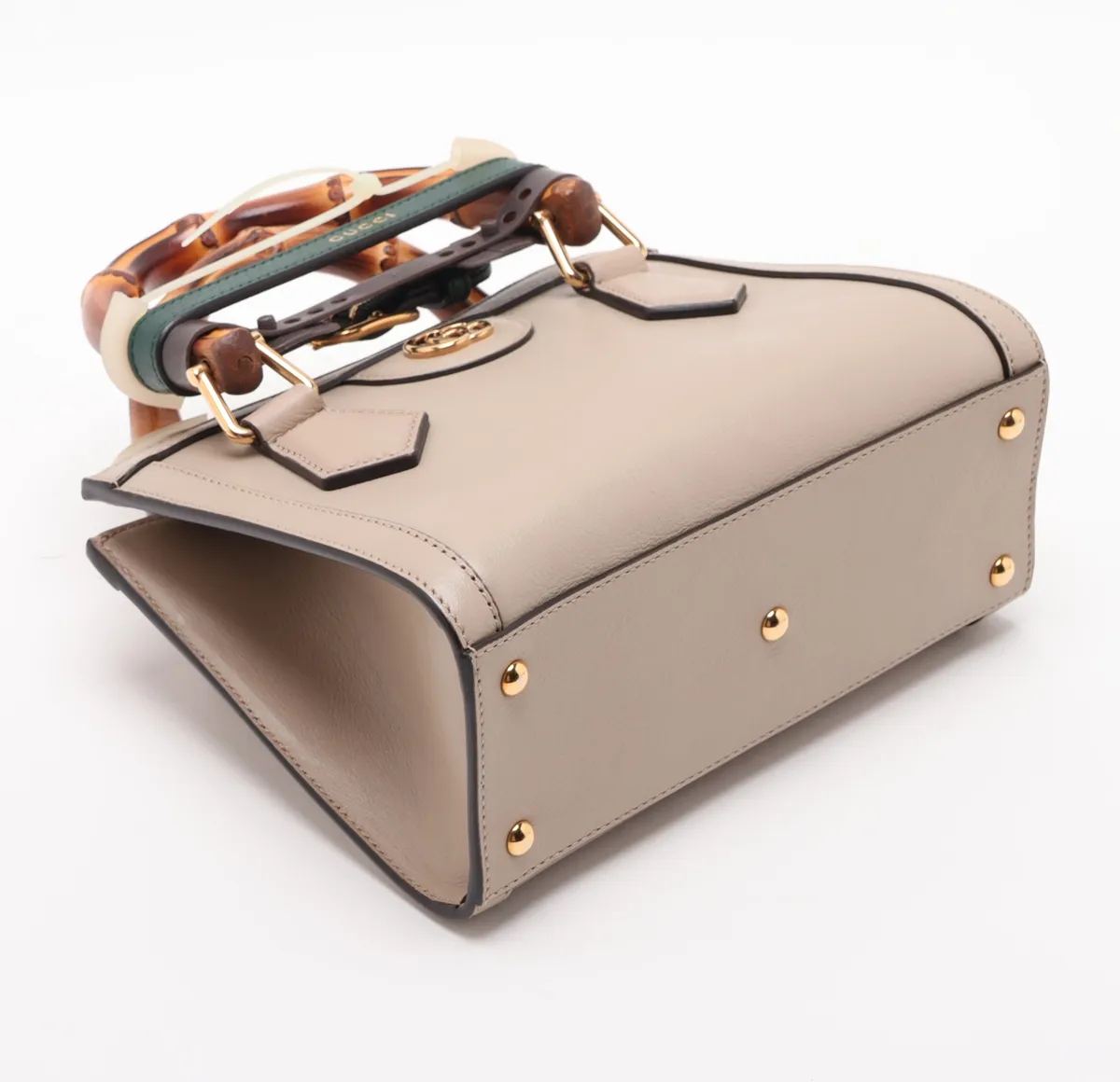 Bamboo Diana Leather 2-Way Handbag, Beige, 655661 — view 4