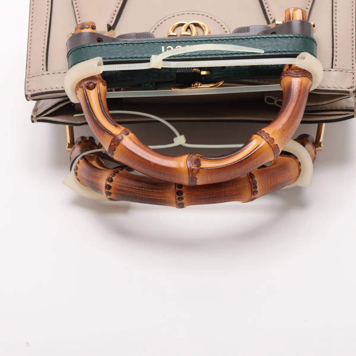 Bamboo Diana Leather 2-Way Handbag, Beige, 655661 — view 5