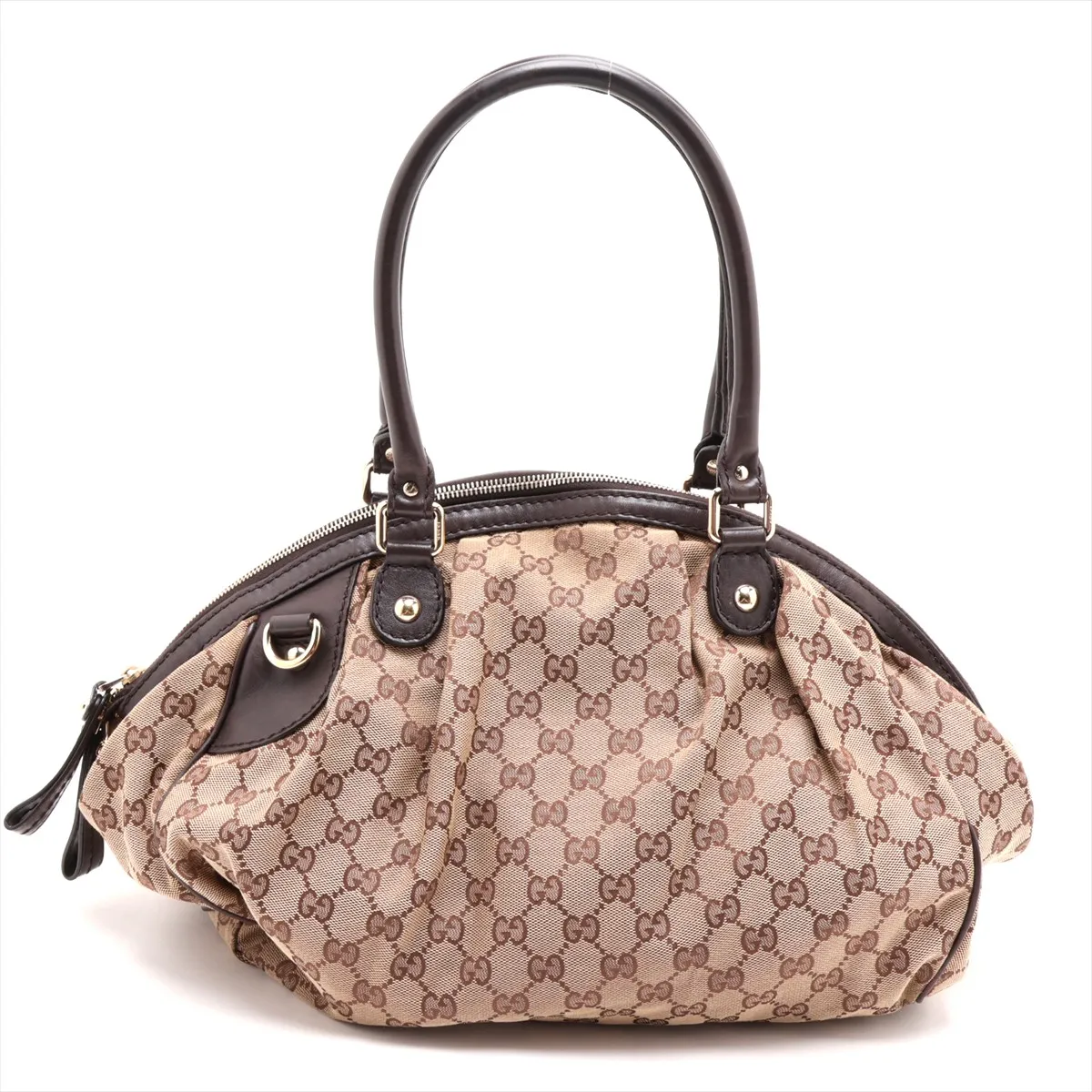GG Canvas 223974 Canvas x Leather 2-Way Handbag Beige x Brown — view 2