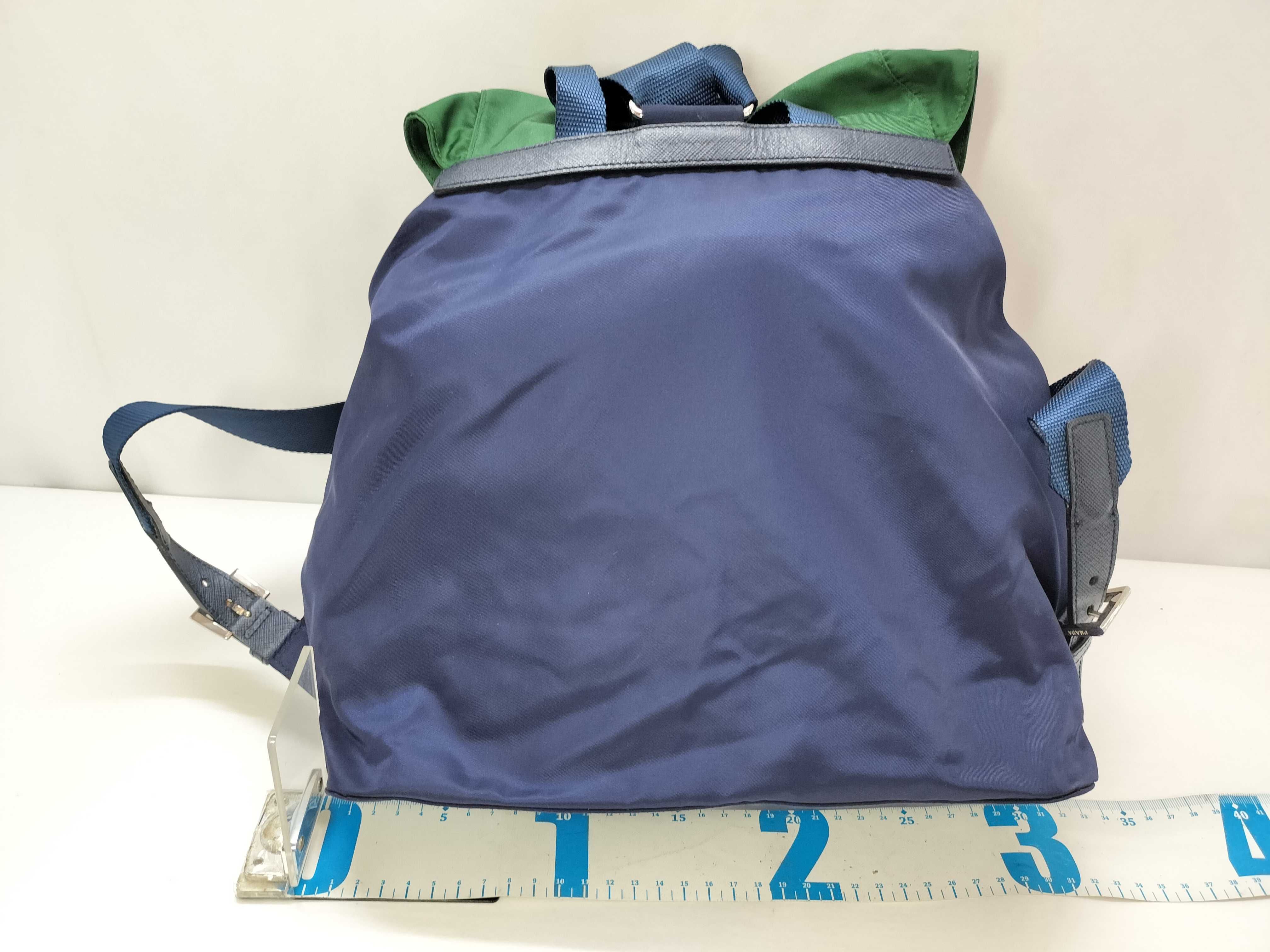 nylon backpack, current model, Saffiano leather, nylon, triangular logo backpack. — view 2