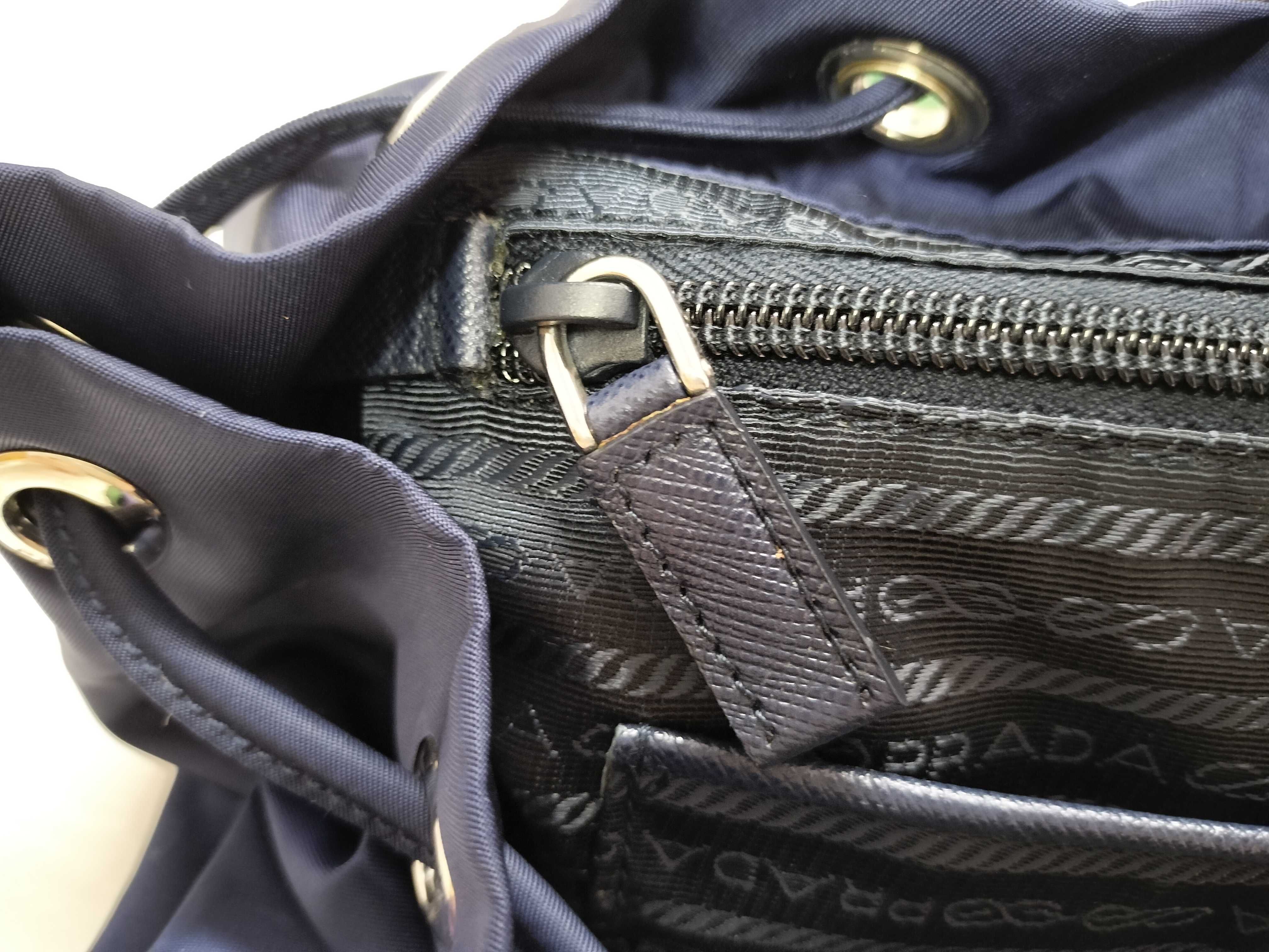 nylon backpack, current model, Saffiano leather, nylon, triangular logo backpack. — view 11
