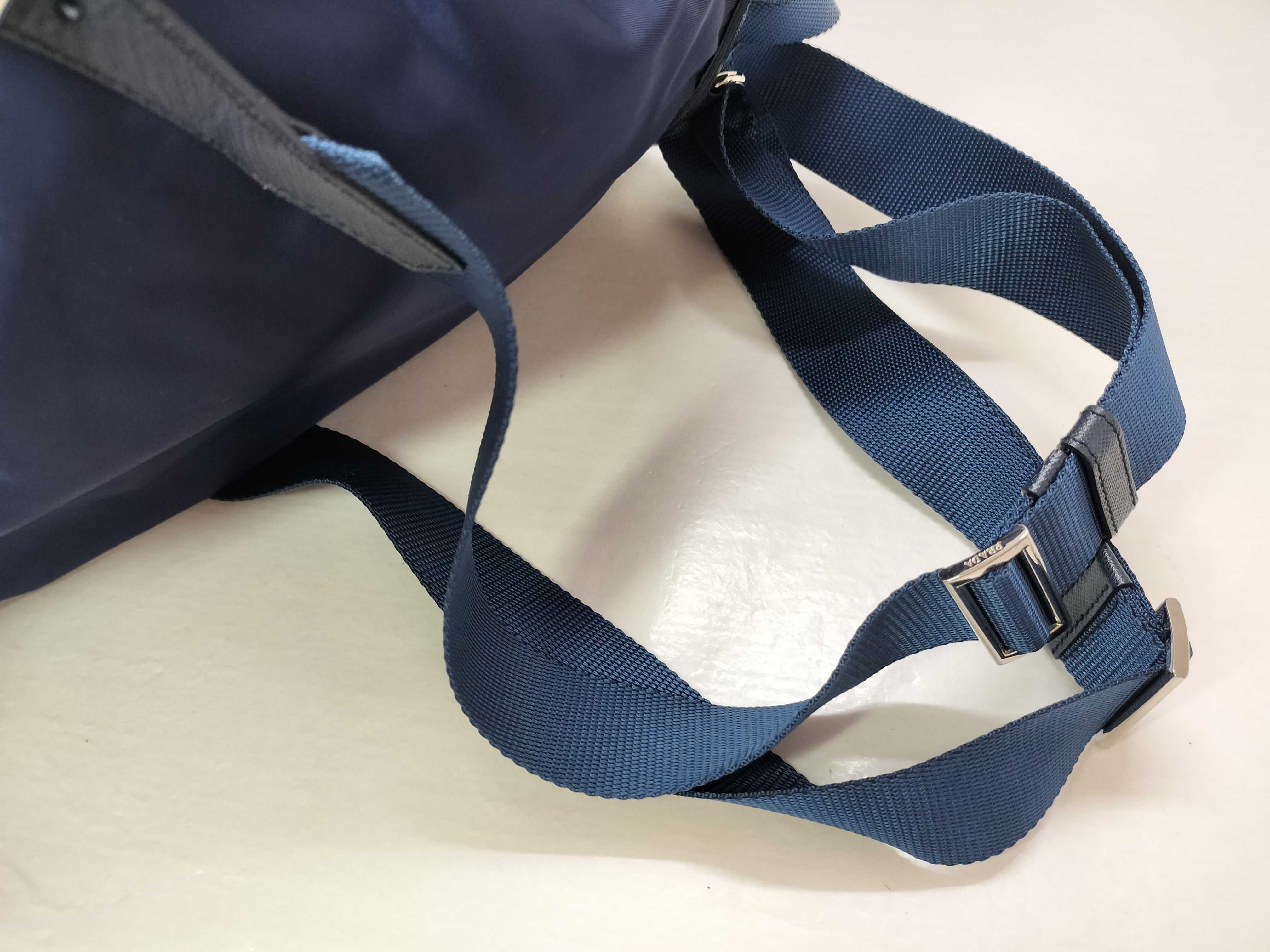 nylon backpack, current model, Saffiano leather, nylon, triangular logo backpack. — view 3