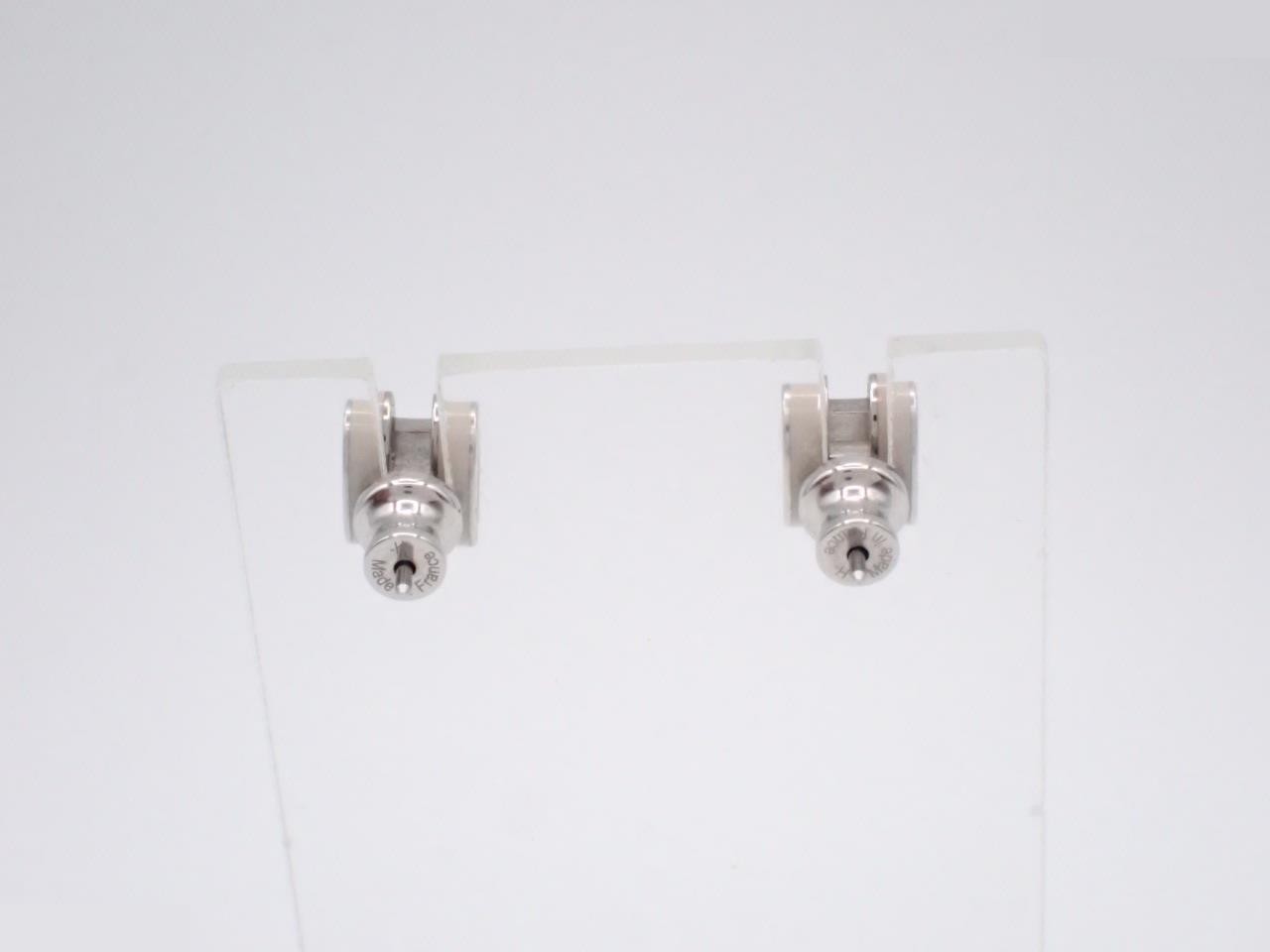 Mini Pop H Earrings, Silver x Maroon — view 2