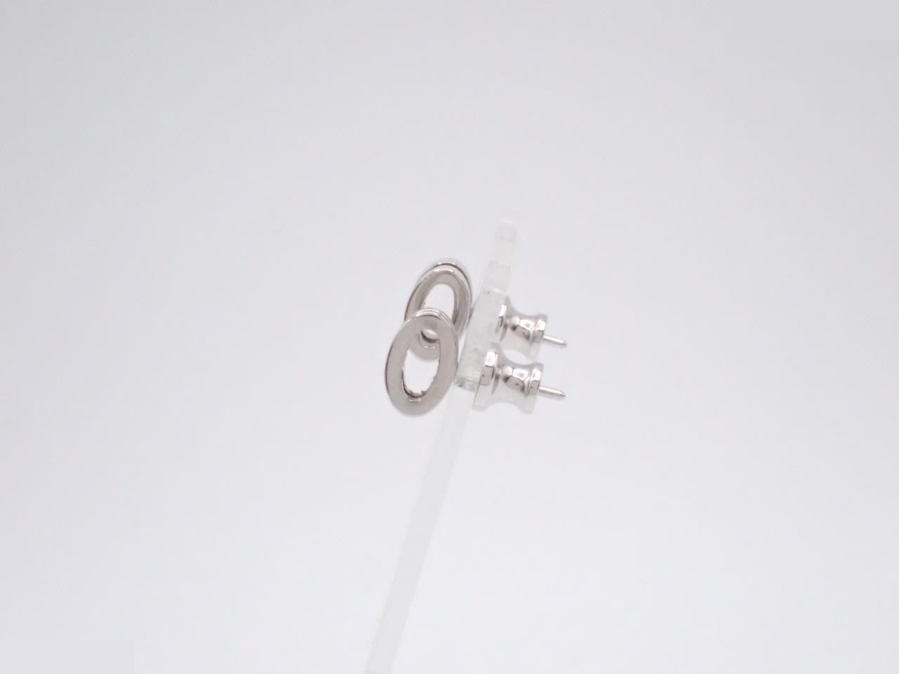 Mini Pop H Earrings, Silver x Maroon — view 3