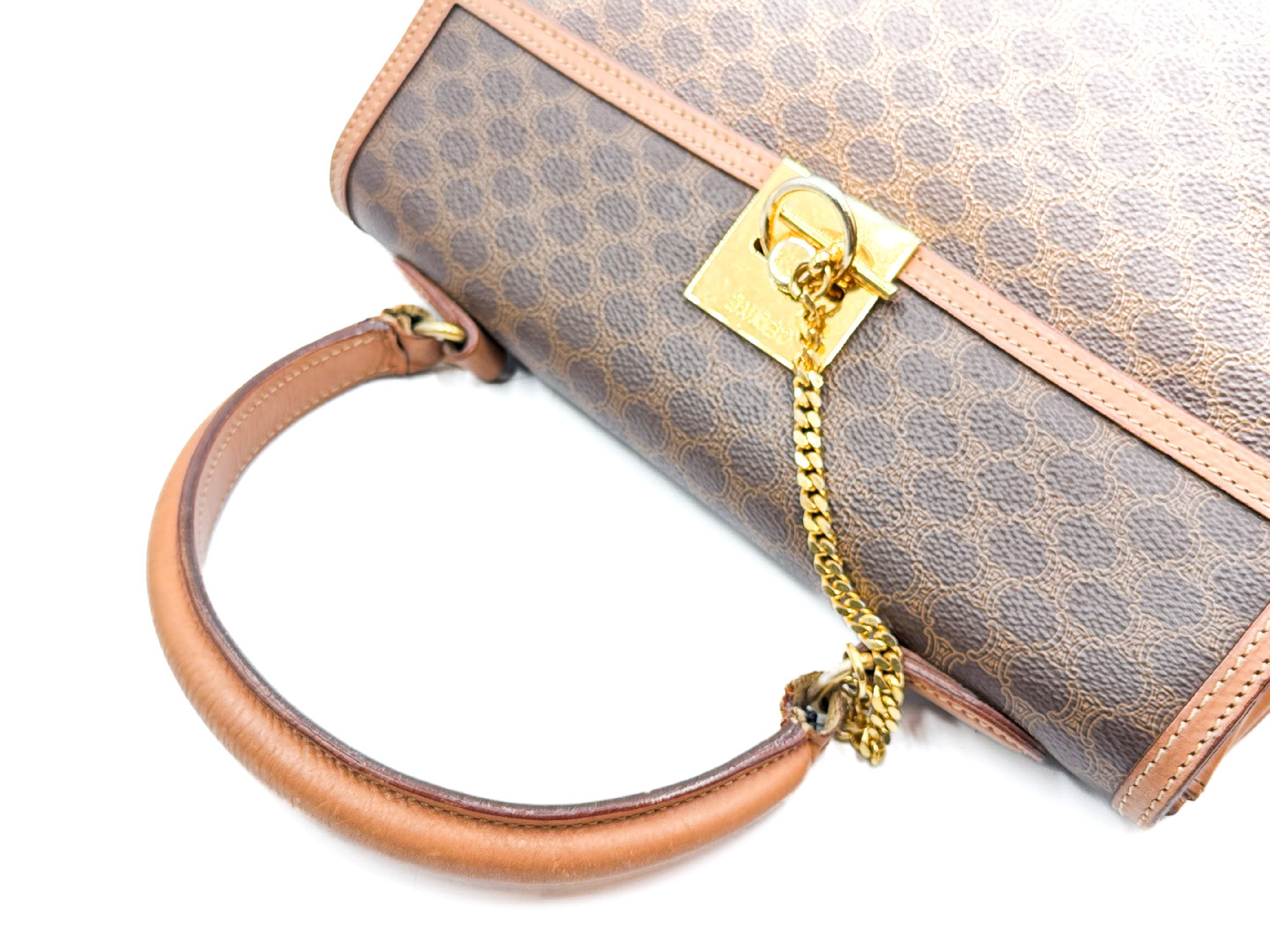Macadam pattern gold hardware vintage leather handbag — view 3