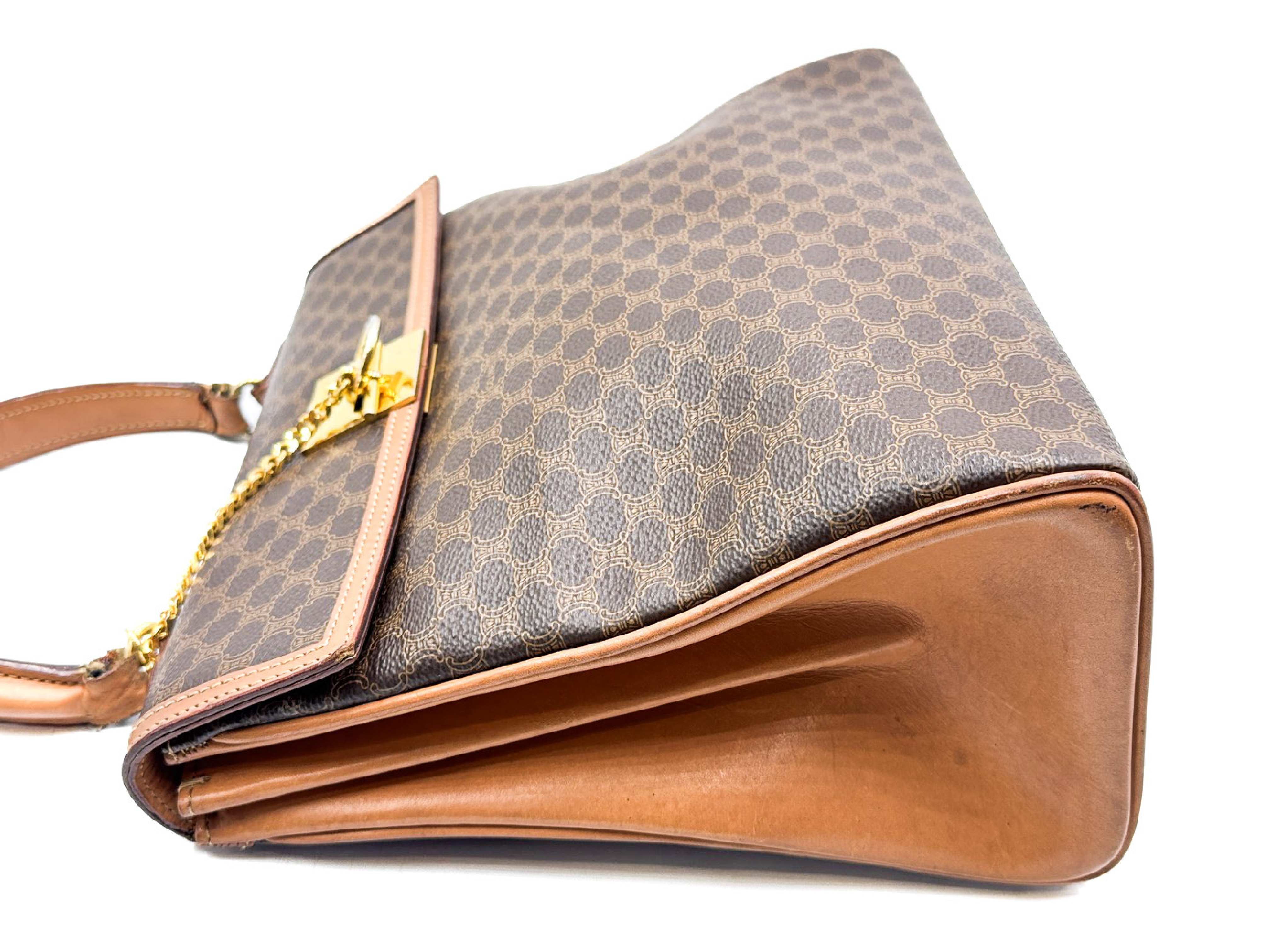 Macadam pattern gold hardware vintage leather handbag — view 4
