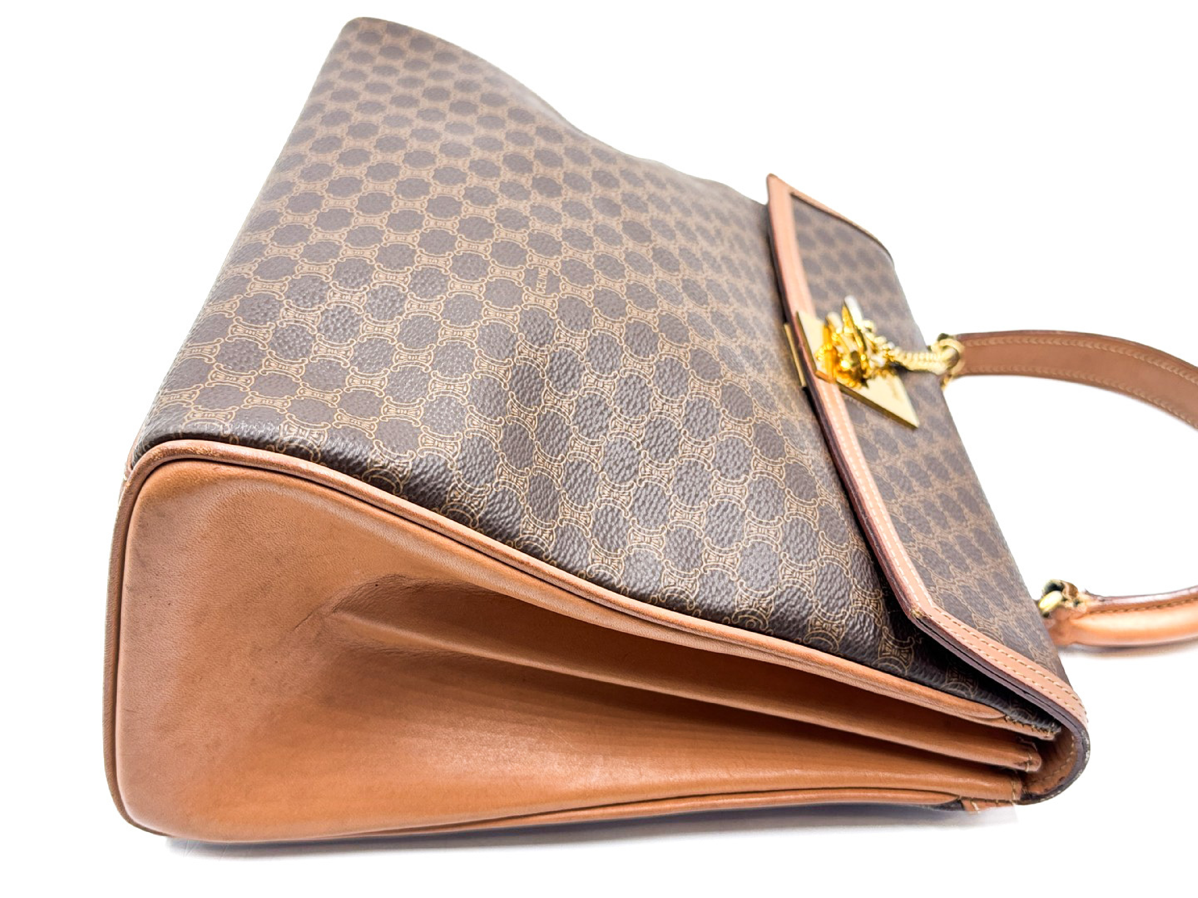 Macadam pattern gold hardware vintage leather handbag — view 5