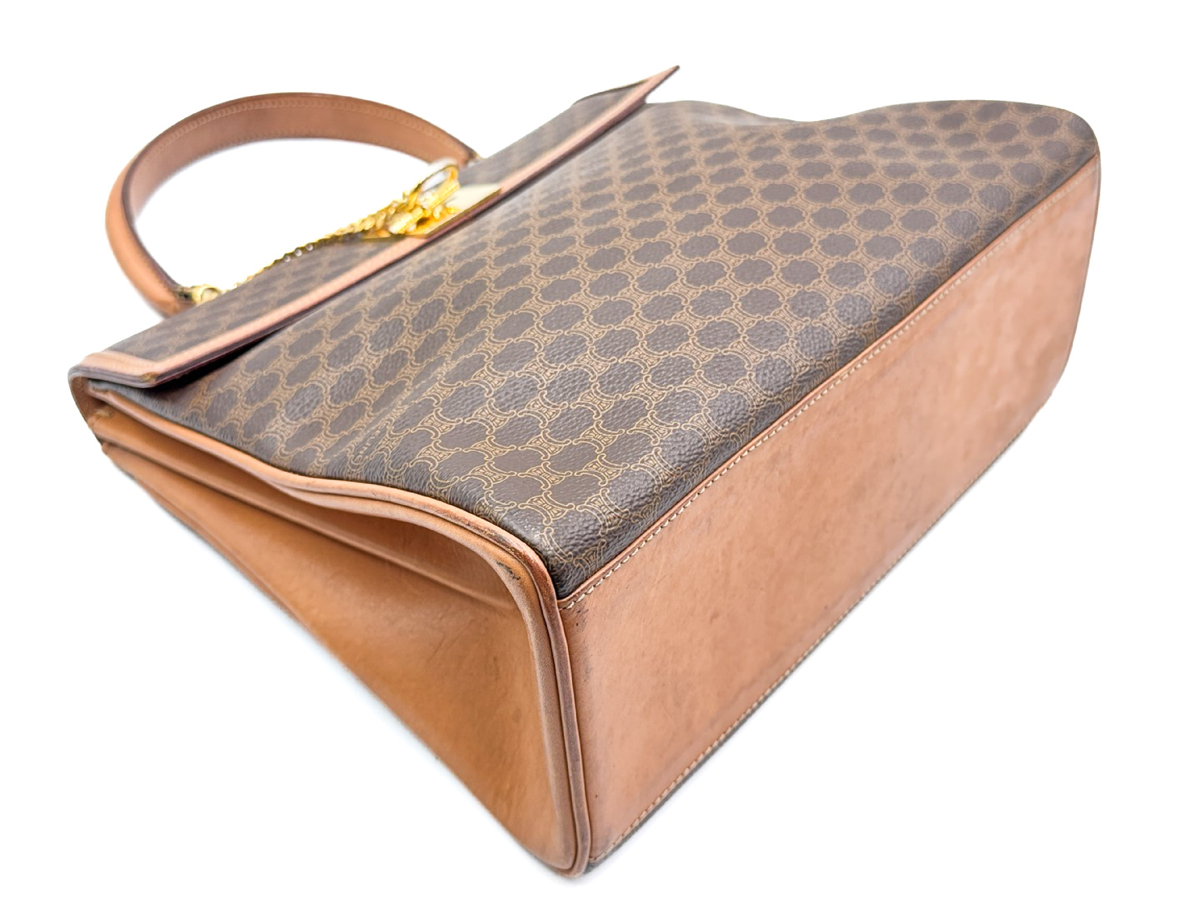 Macadam pattern gold hardware vintage leather handbag — view 6