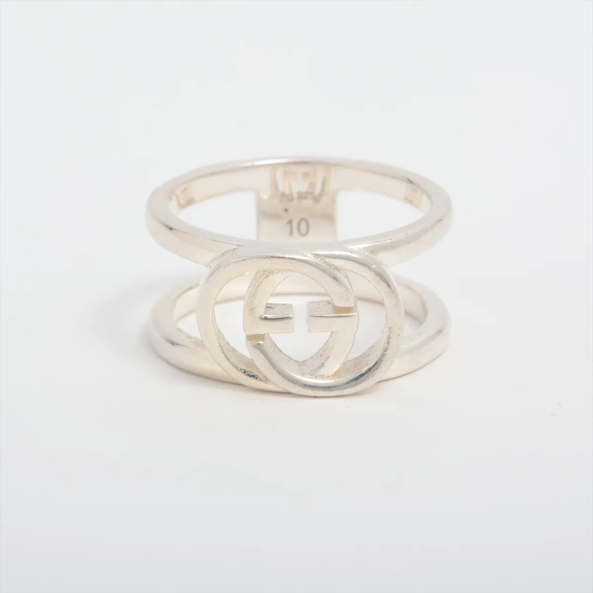Interlocking G Ring, Size 10, 925 Sterling Silver, 4.4g, with dents,