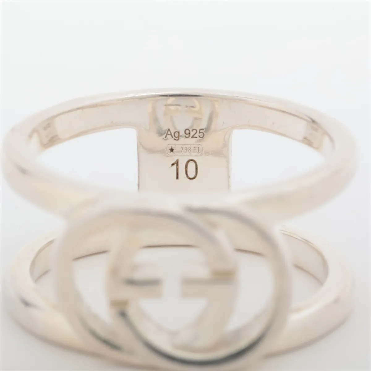 Interlocking G Ring, Size 10, 925 Sterling Silver, 4.4g, with dents, — view 4
