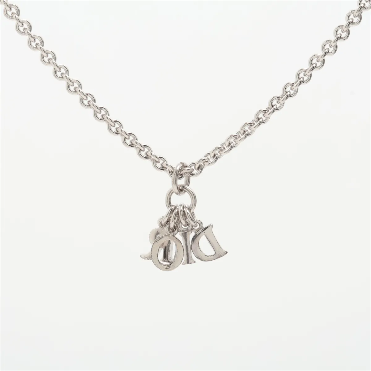 logo necklace, metal, silver, — view 2