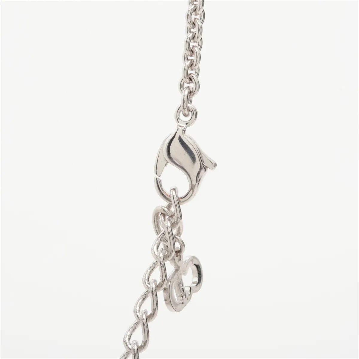 logo necklace, metal, silver, — view 3