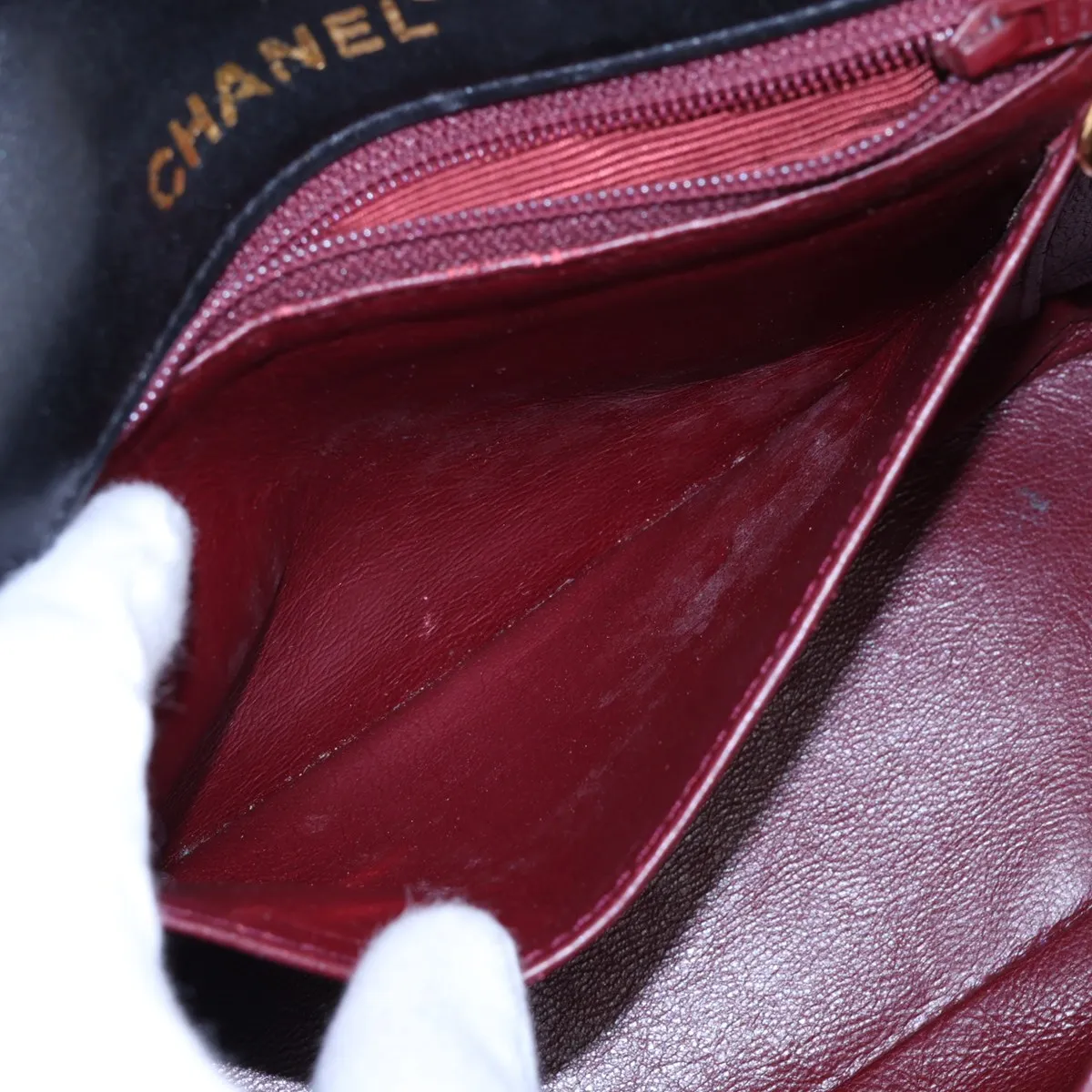 Matelassé Lambskin Handbag, Black with Gold Hardware — view 9