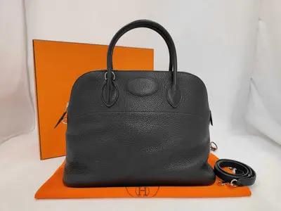 Bolide 35 Taurillon Leather Shoulder Handbag with Silver Hardware