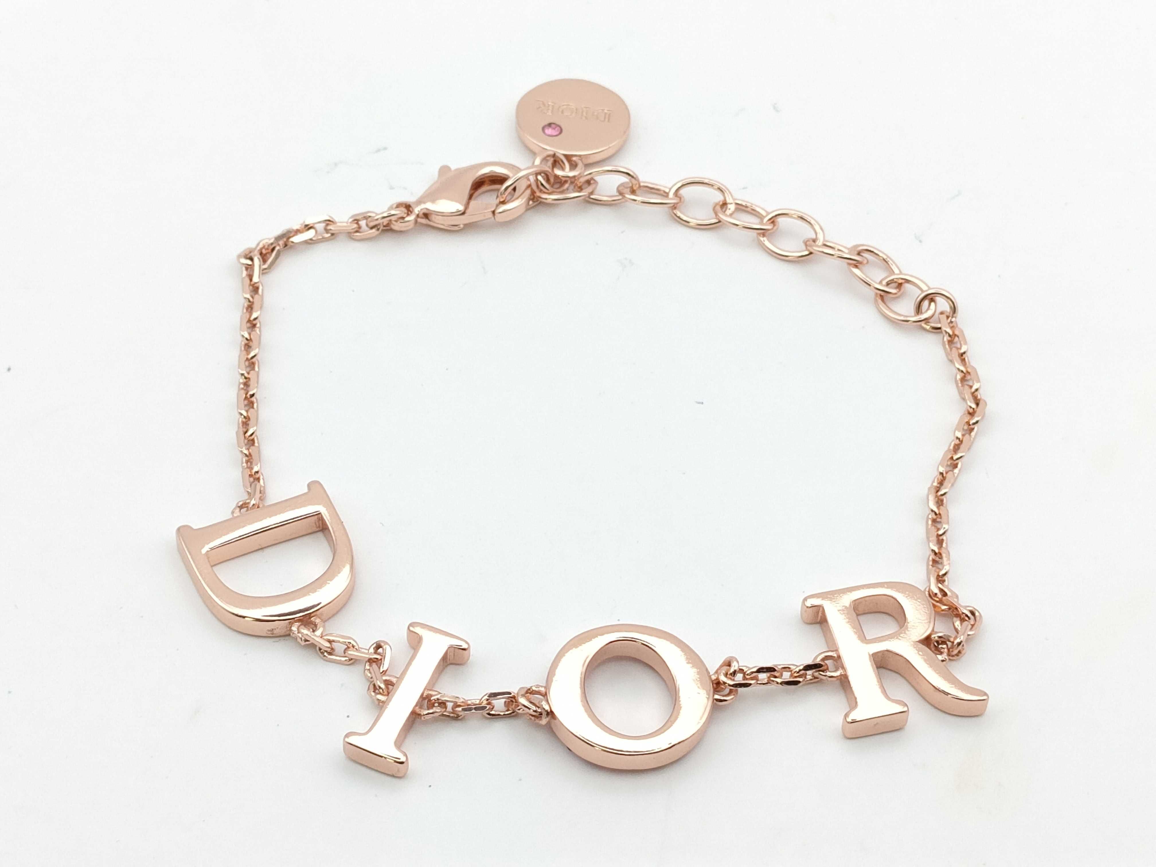 Rhinestone Logo Bracelet, Pink Gold, 21.5cm (Bracelet/Bangle)