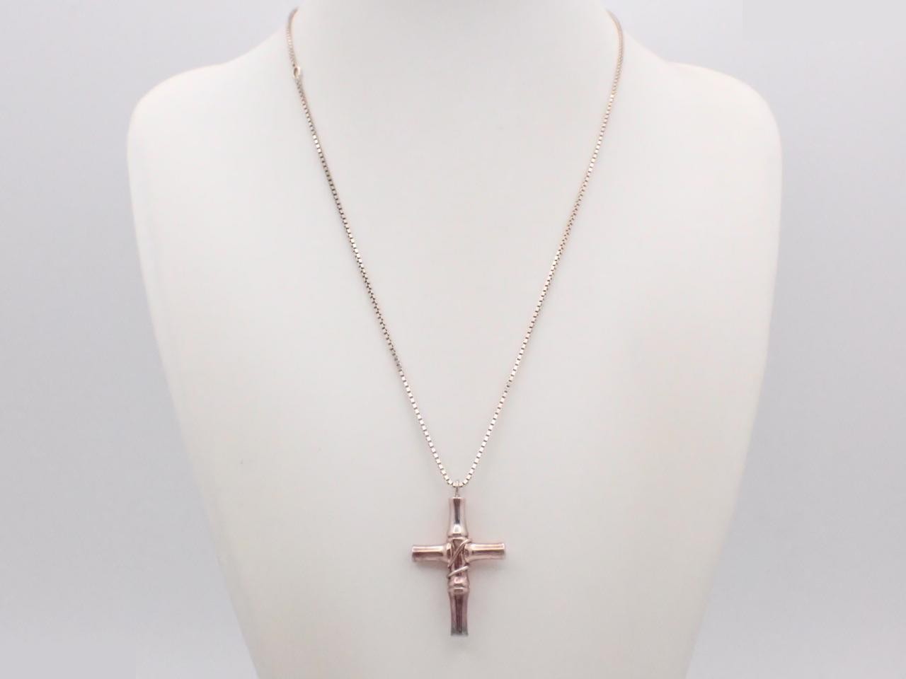 Bamboo Cross Necklace, SV925/22.4g, Chain approx. 55cm — view 3