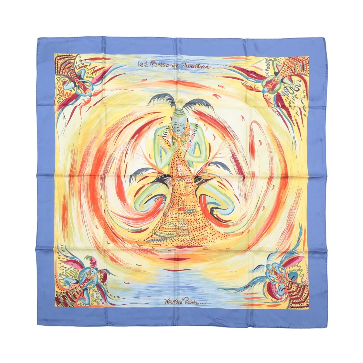 Carre 90 Scarf Silk Blue Les PerlesTurkanaTurkana Pearls g