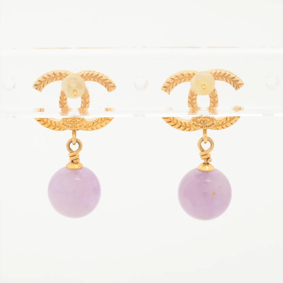 Coco Mark 13A Earrings (Pair) GP x Colored Stone Gold — view 2