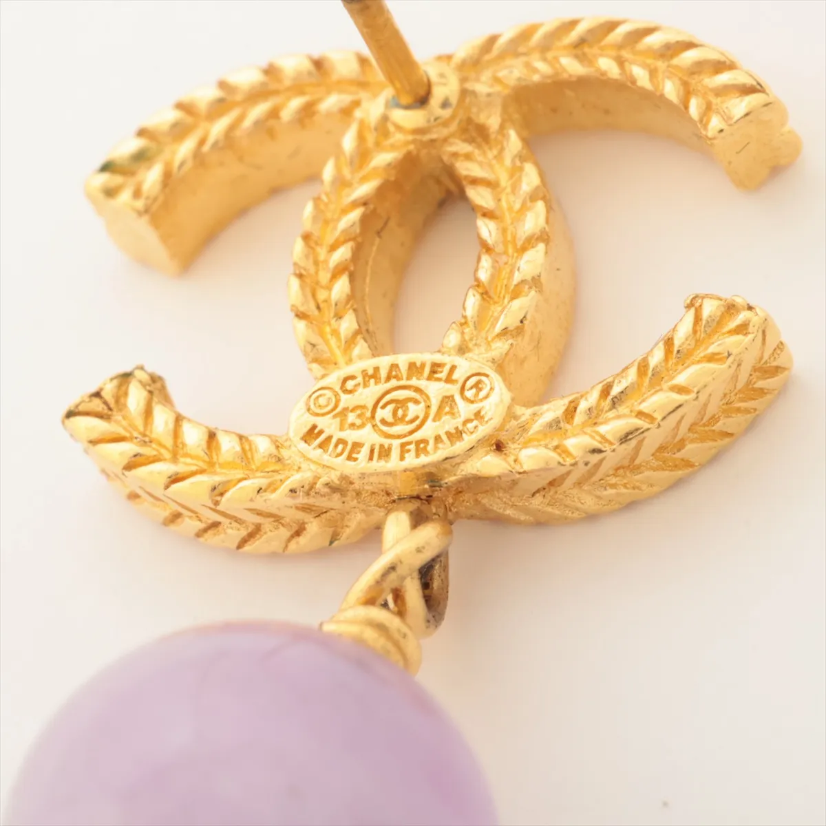 Coco Mark 13A Earrings (Pair) GP x Colored Stone Gold — view 5