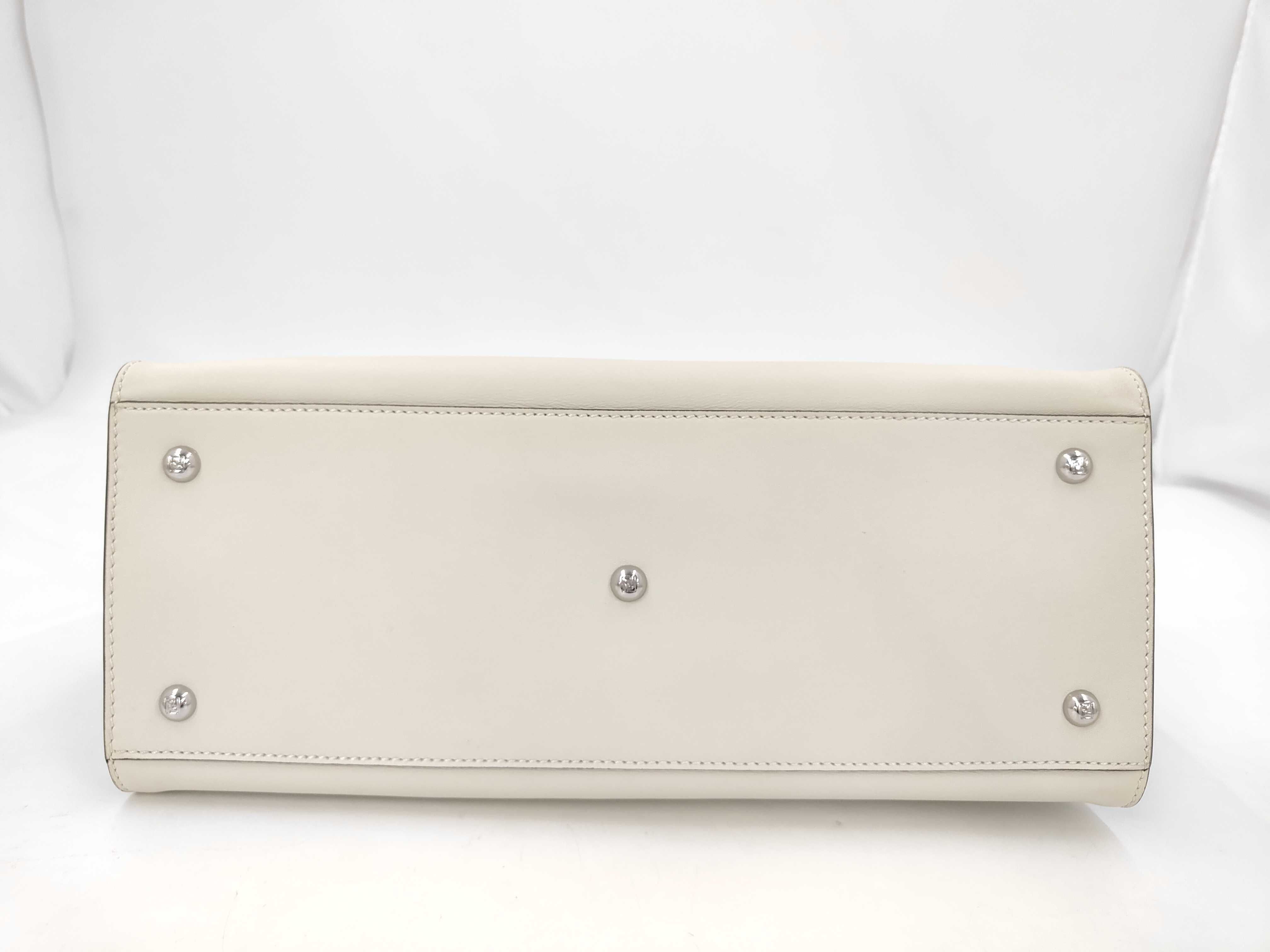 Peekaboo Beige Calfskin Medium Handbag with Silver Hardware — view 4