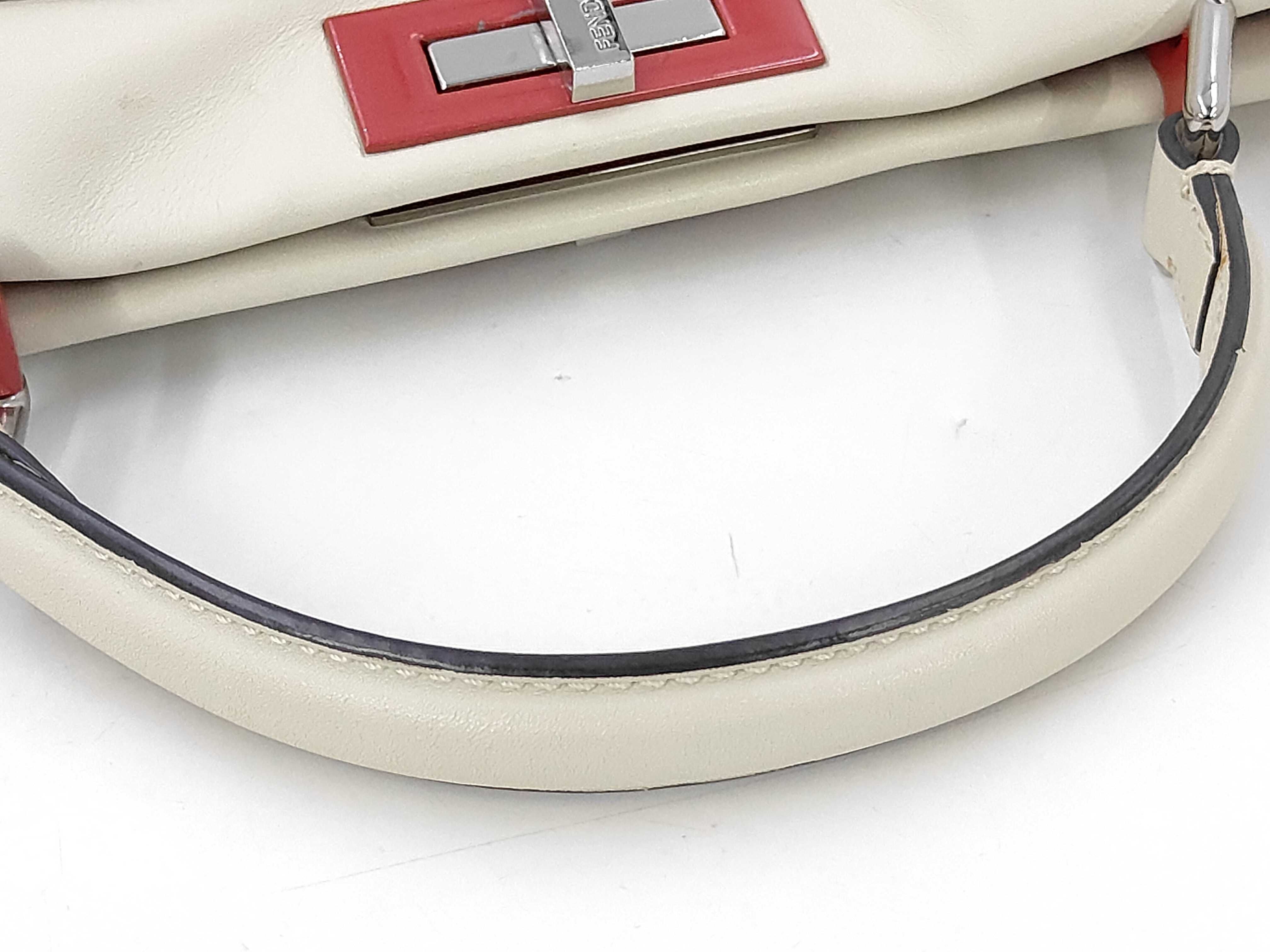 Peekaboo Beige Calfskin Medium Handbag with Silver Hardware — view 5