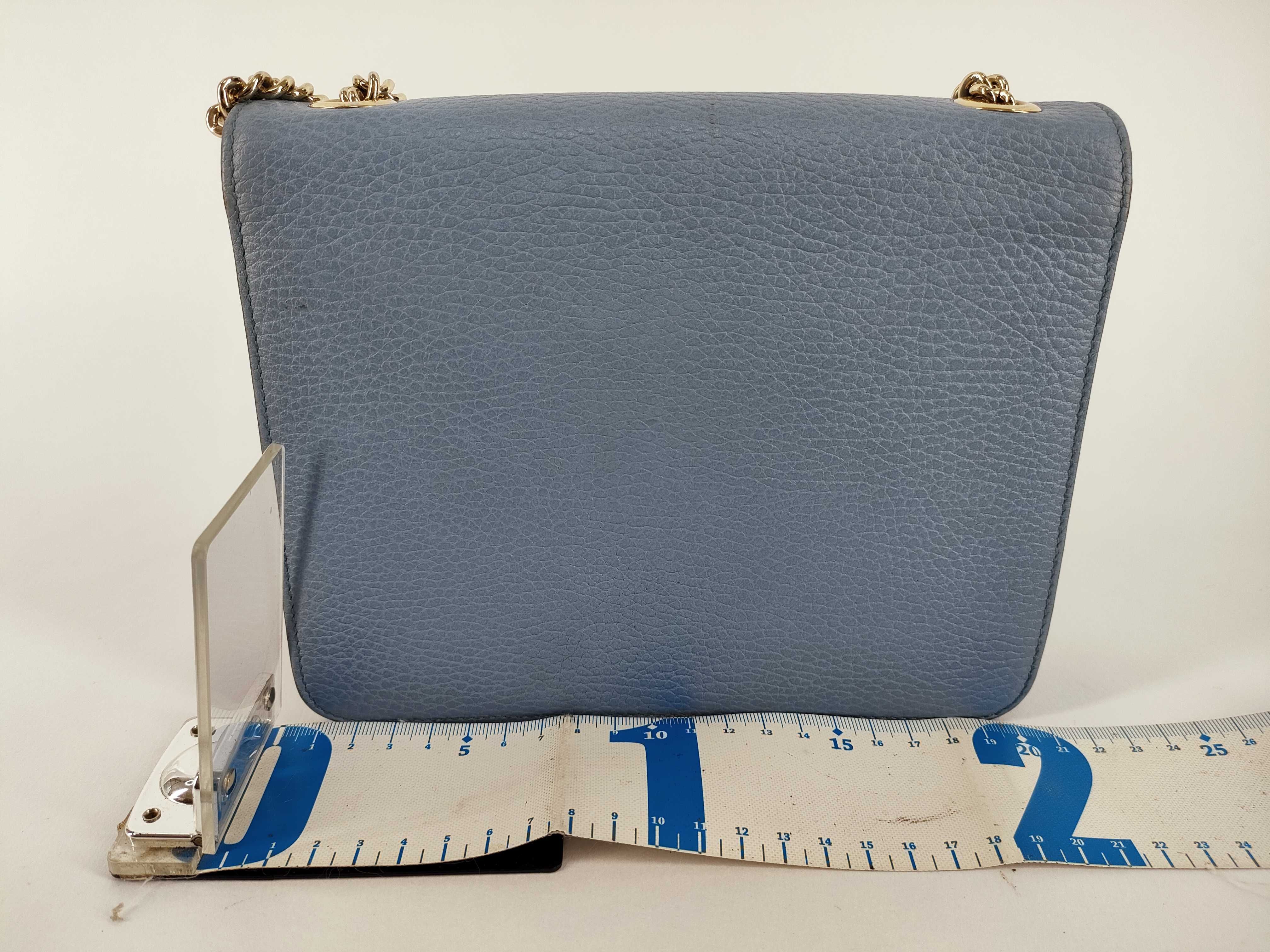 Interlocking G Leather Chain Shoulder Bag, Blue, 510304 (Shoulder Bag) — view 2