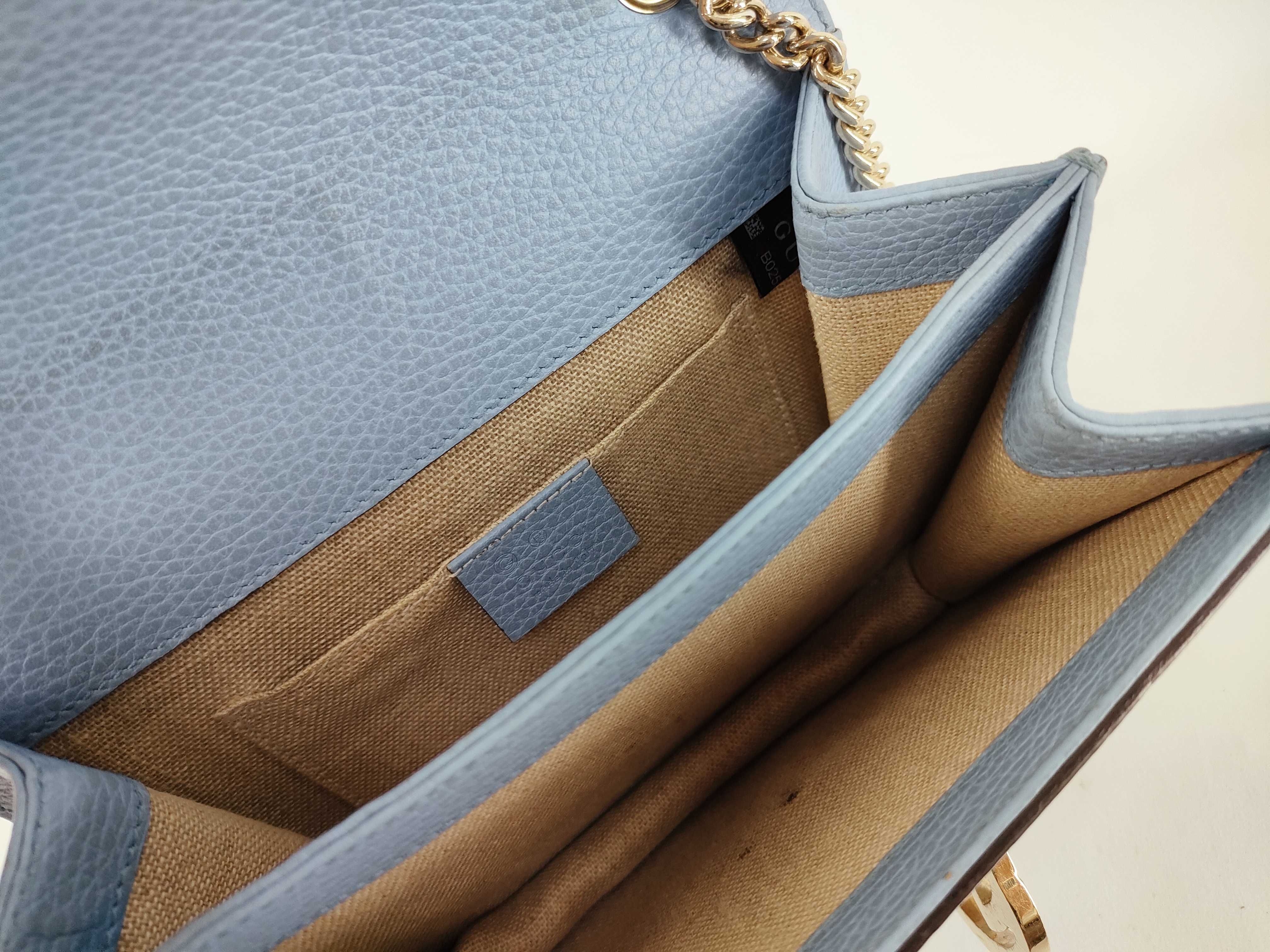 Interlocking G Leather Chain Shoulder Bag, Blue, 510304 (Shoulder Bag) — view 11