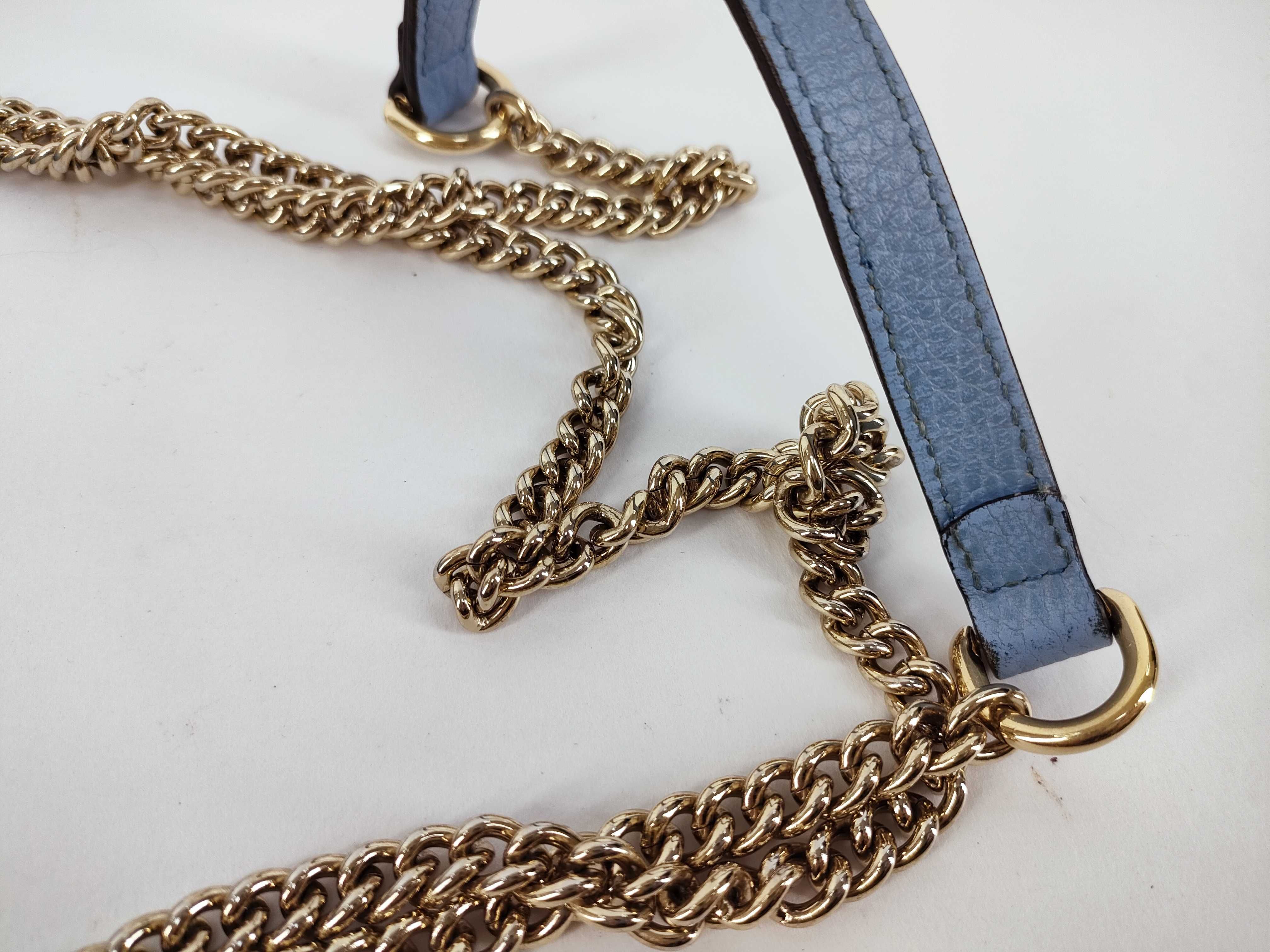 Interlocking G Leather Chain Shoulder Bag, Blue, 510304 (Shoulder Bag) — view 4