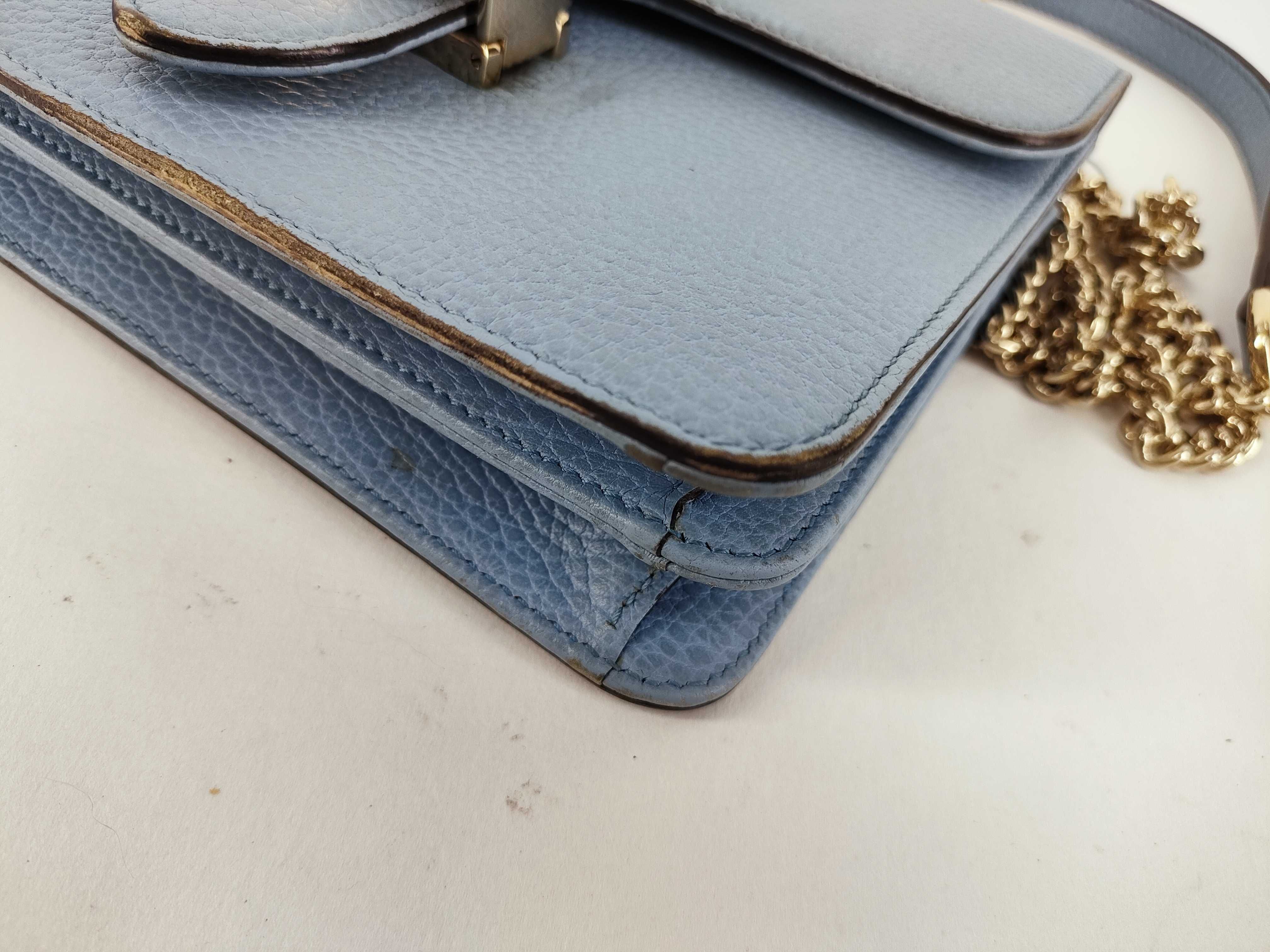Interlocking G Leather Chain Shoulder Bag, Blue, 510304 (Shoulder Bag) — view 5