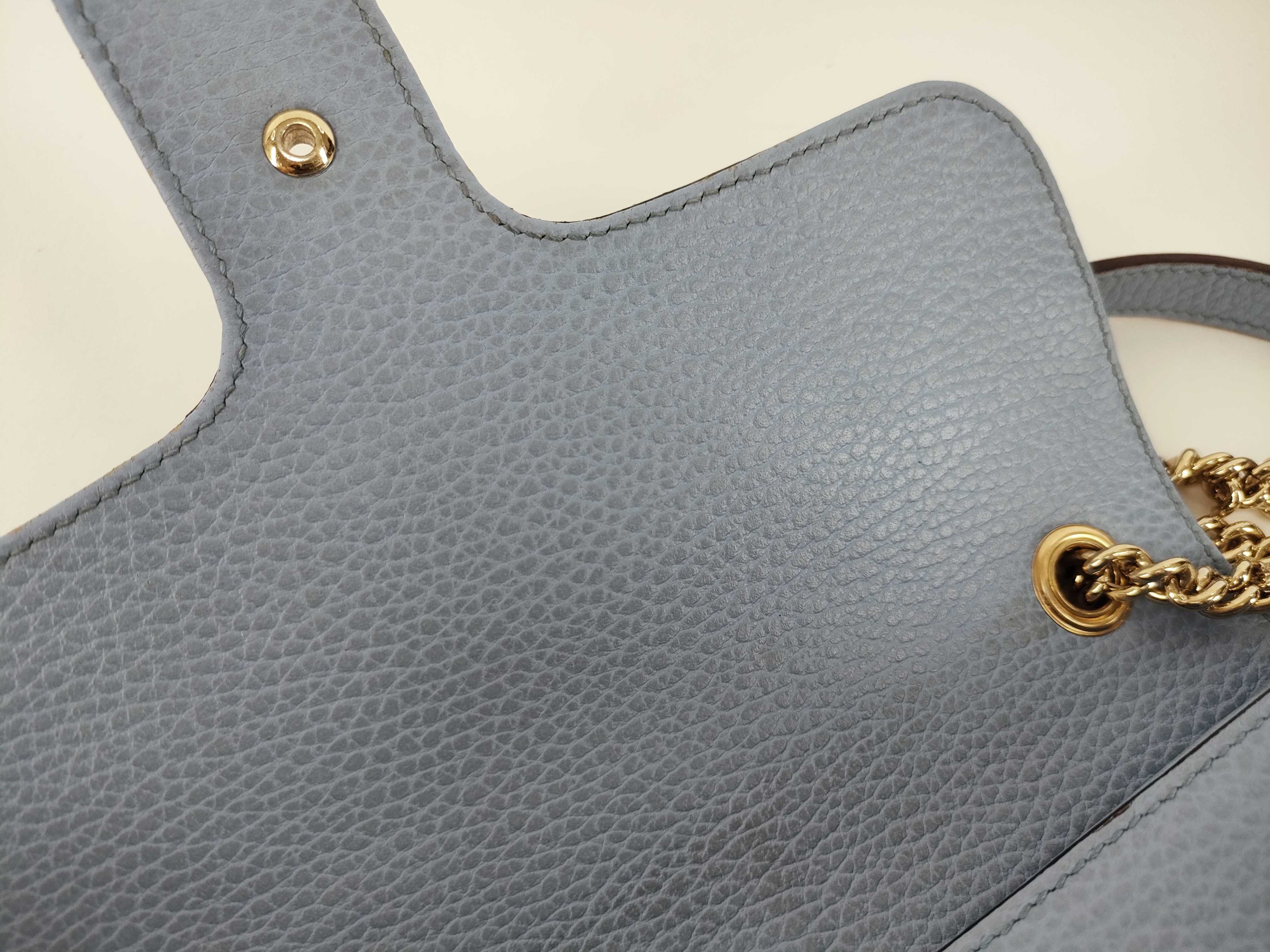 Interlocking G Leather Chain Shoulder Bag, Blue, 510304 (Shoulder Bag) — view 9