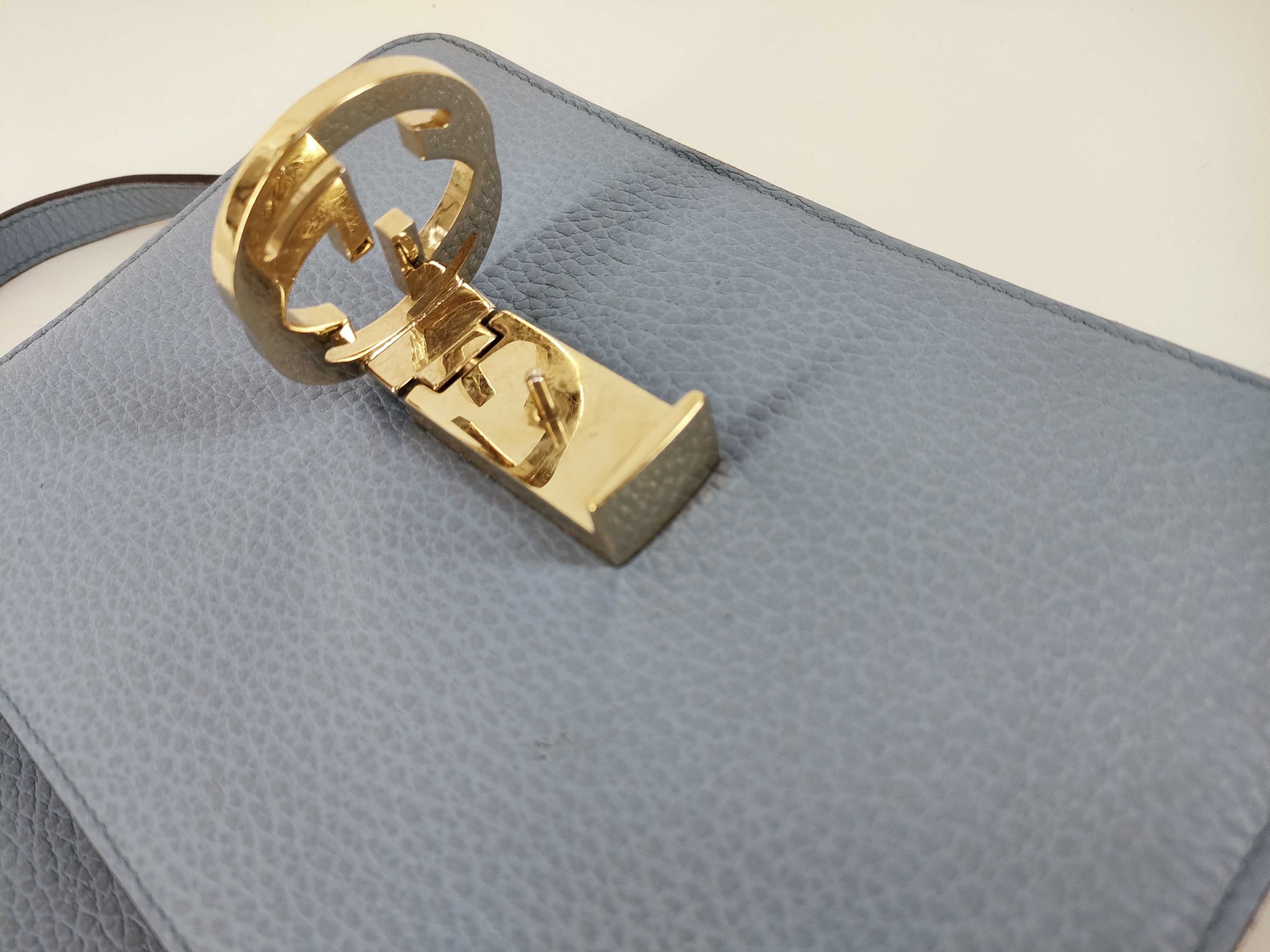 Interlocking G Leather Chain Shoulder Bag, Blue, 510304 (Shoulder Bag) — view 10
