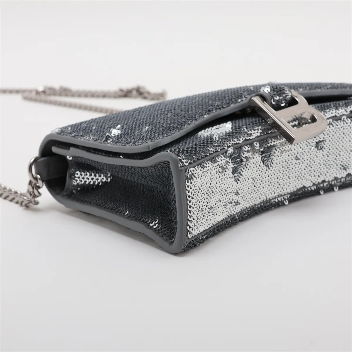 Hourglass 720349 Sequin x Leather Chain Shoulder Bag Silver Star Mark — view 4