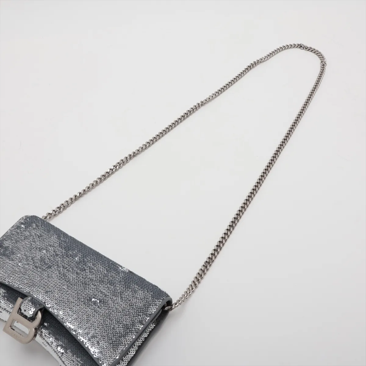 Hourglass 720349 Sequin x Leather Chain Shoulder Bag Silver Star Mark — view 5