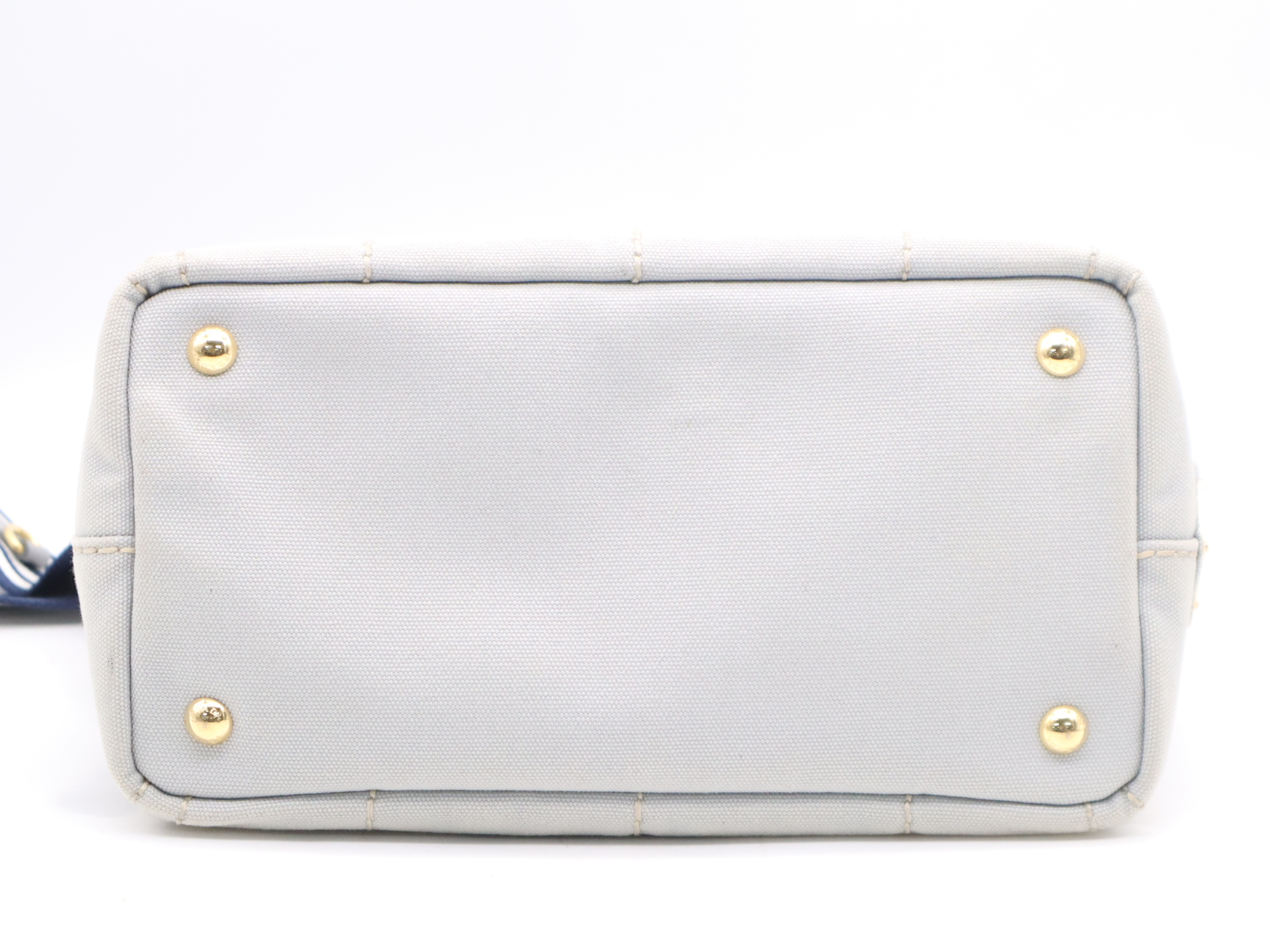 1BG439 Denim Canapa Tote Mini, Gray, Gold Hardware, Shoulder Strap, Card Holder, Handbag — view 4
